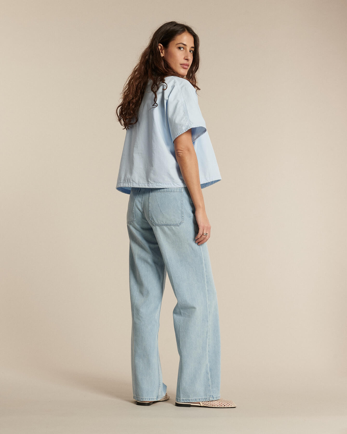 Labdip Swann IN 00 jean large taille haute bleu clair