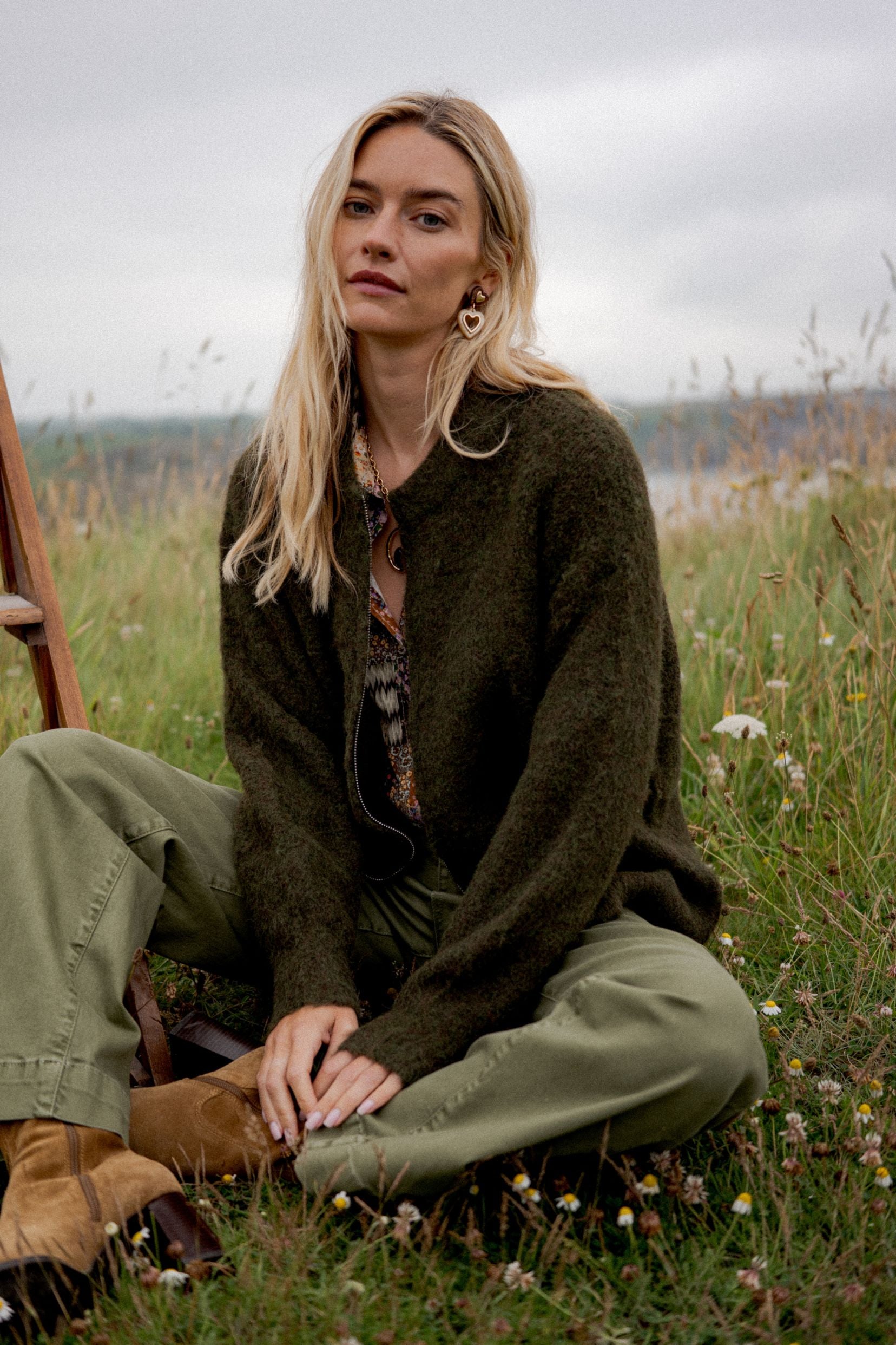 Maison Onado Romy gilet oversize taupe maille douce