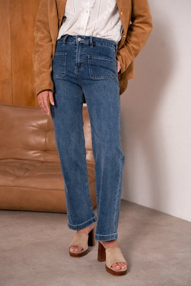 Maison Onado Carla jean wide leg bleu foncé coton