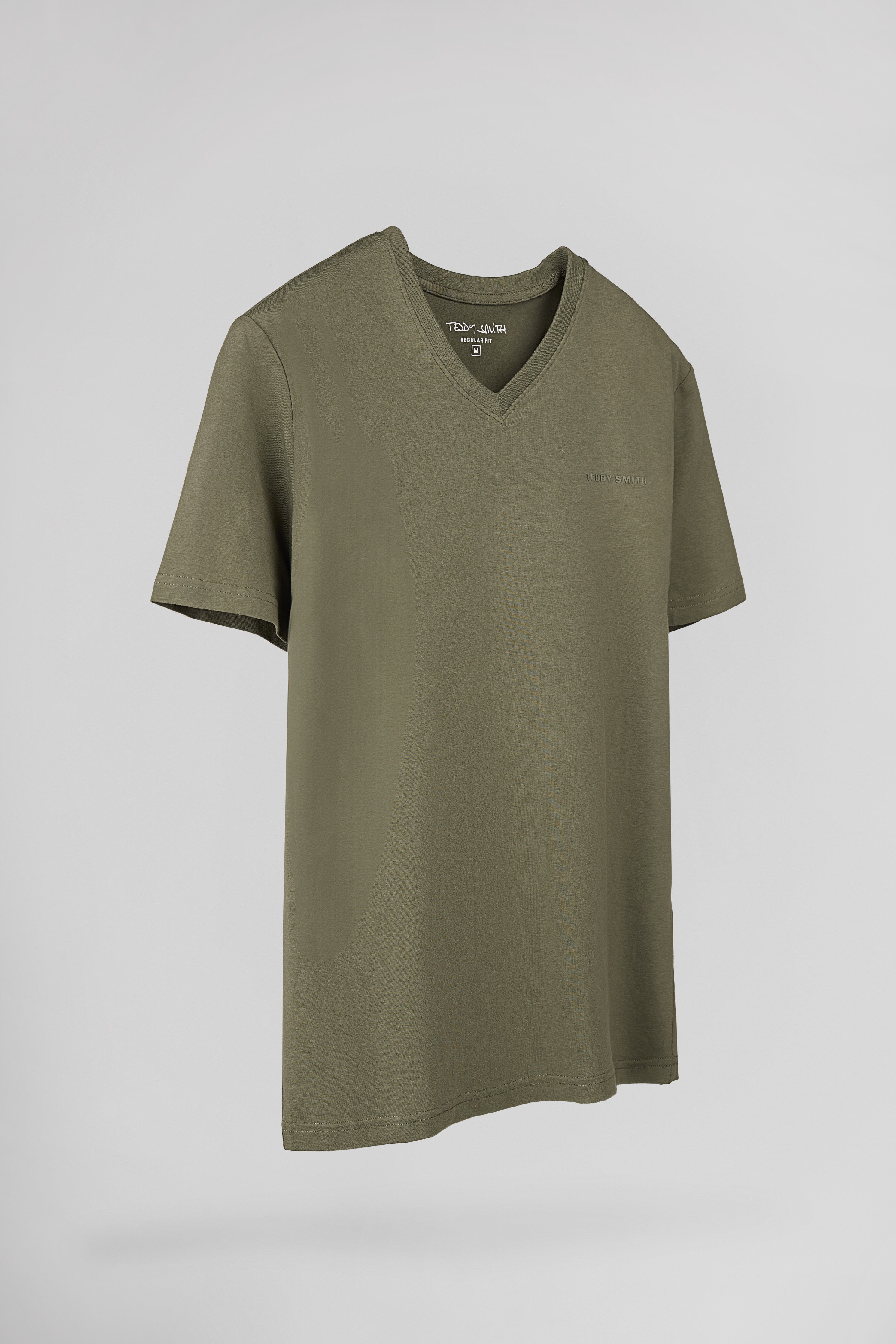 Teddy Smith TAWAX 2 MC t-shirt homme dusty kaki col V