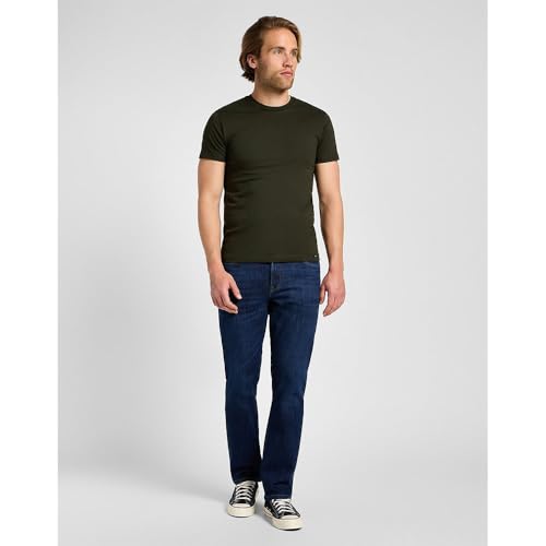 Lee Twin Pack Crew t-shirt homme M lot 2 olive coupe ajustée