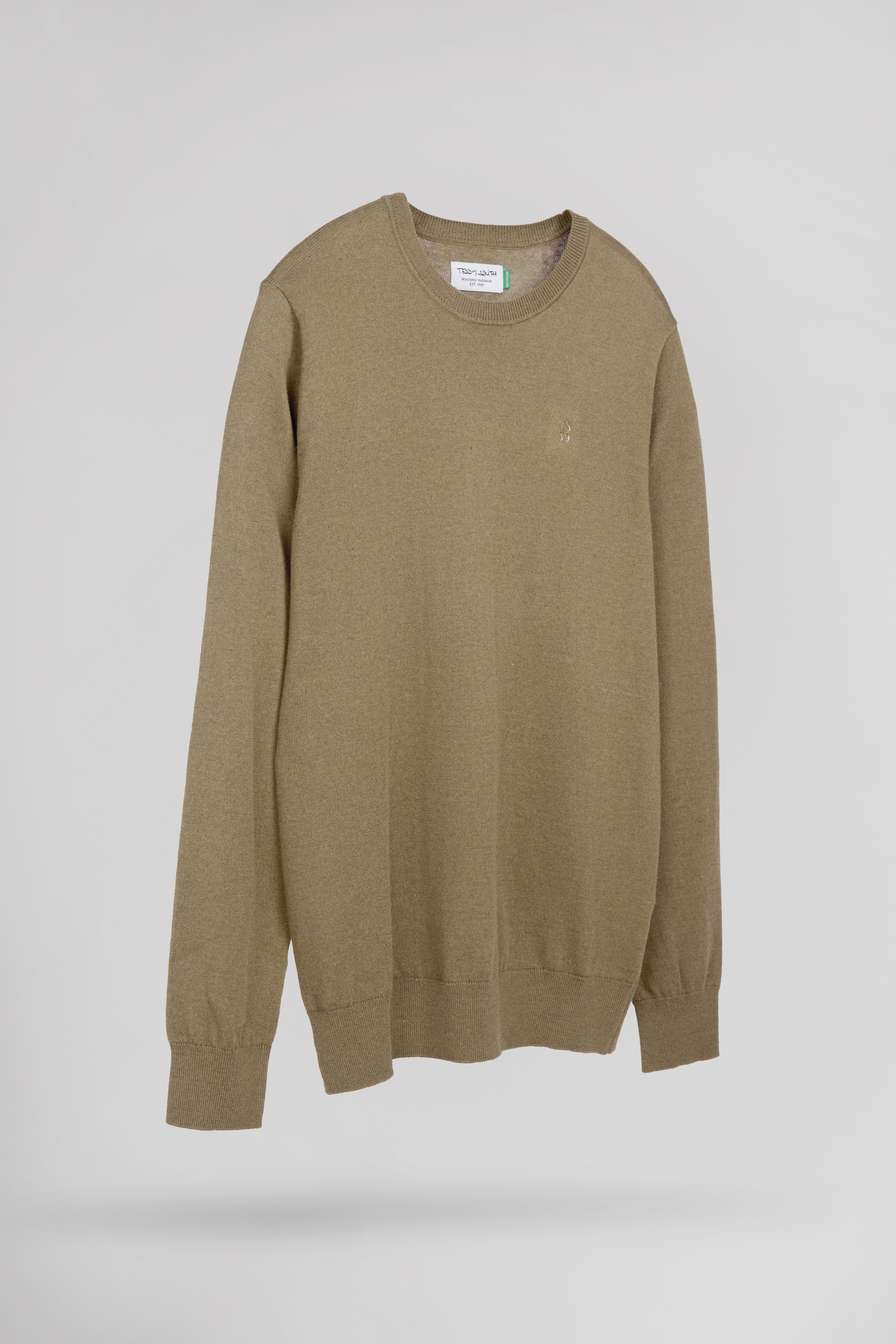 Teddy Smith P-Martino pull ajusté beige col rond