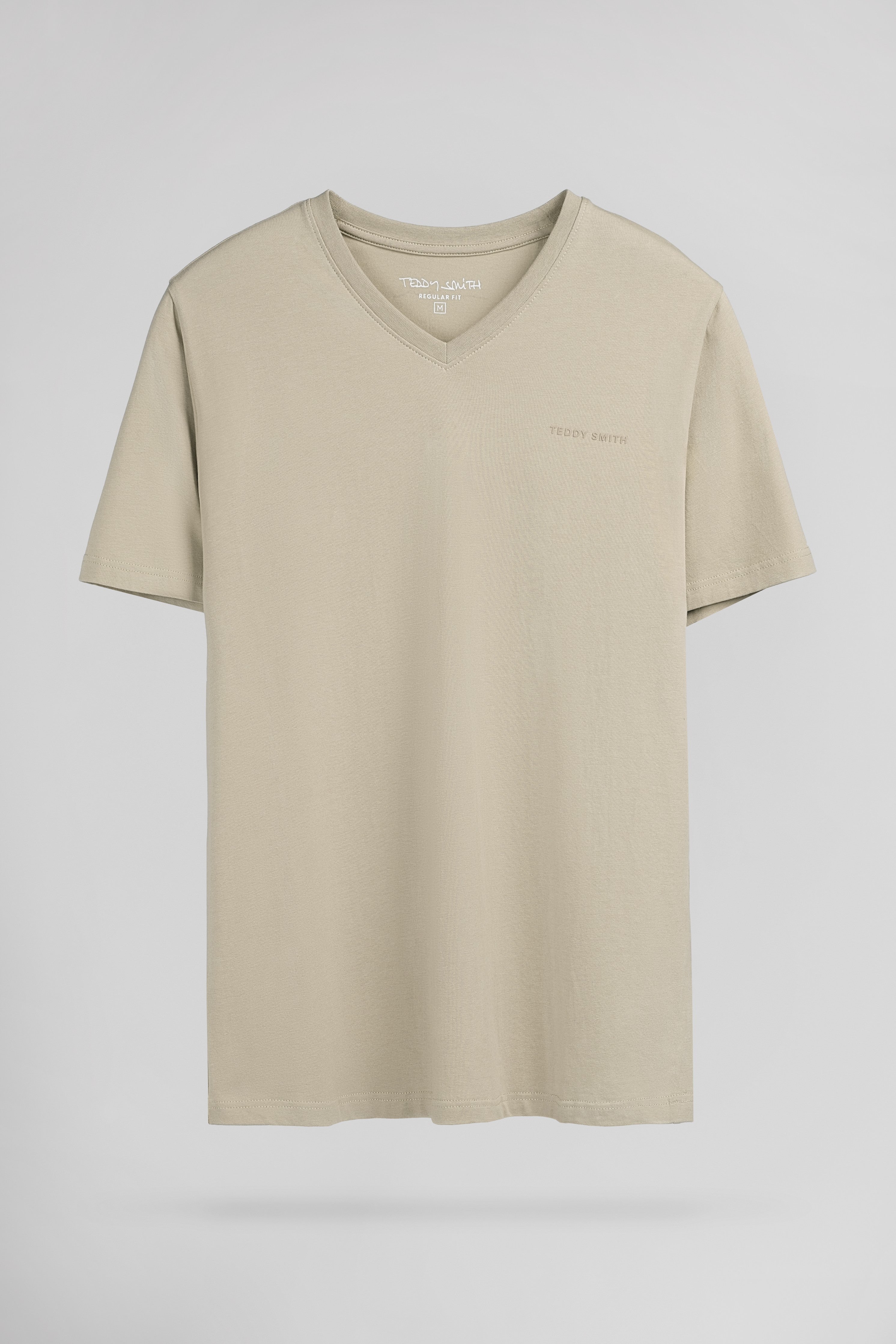 Teddy Smith Tawax 2 MC t-shirt col V soft grège coton