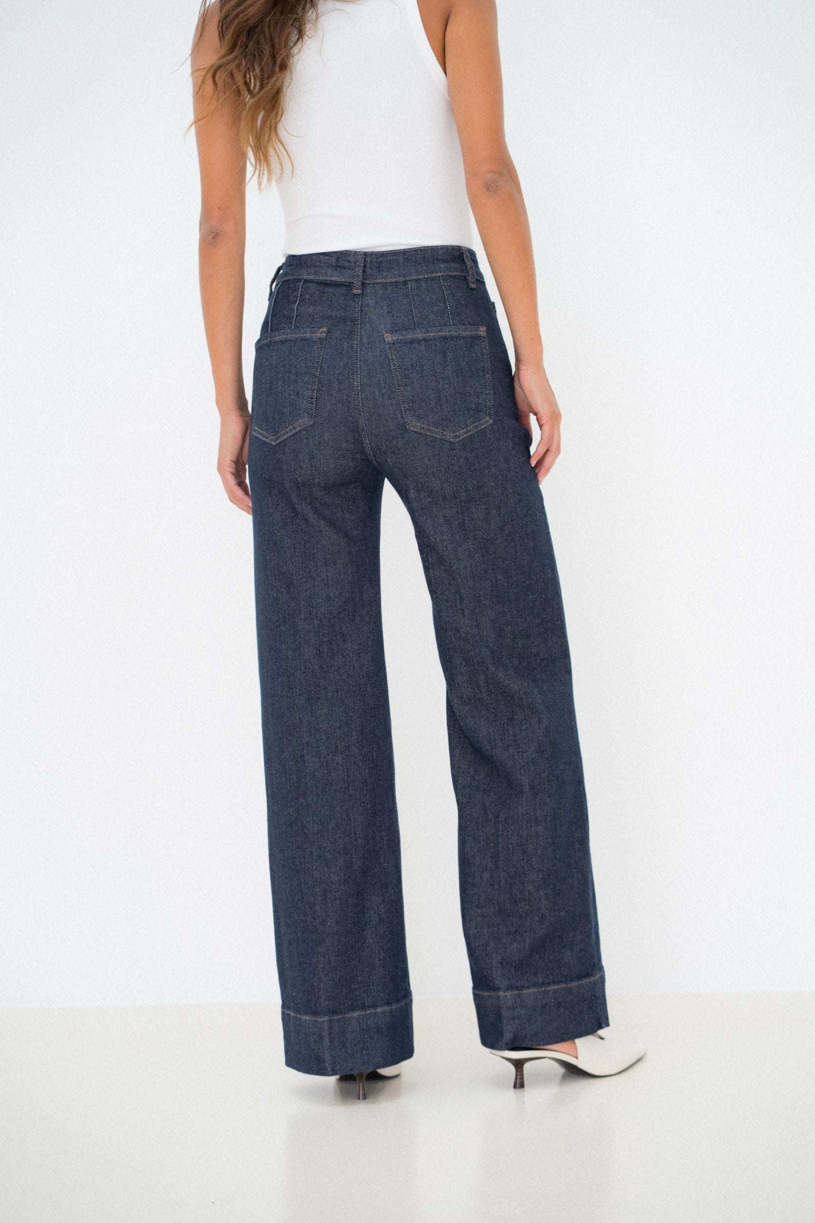 Maison Onado Louison jean wide leg bleu brut 5 poches