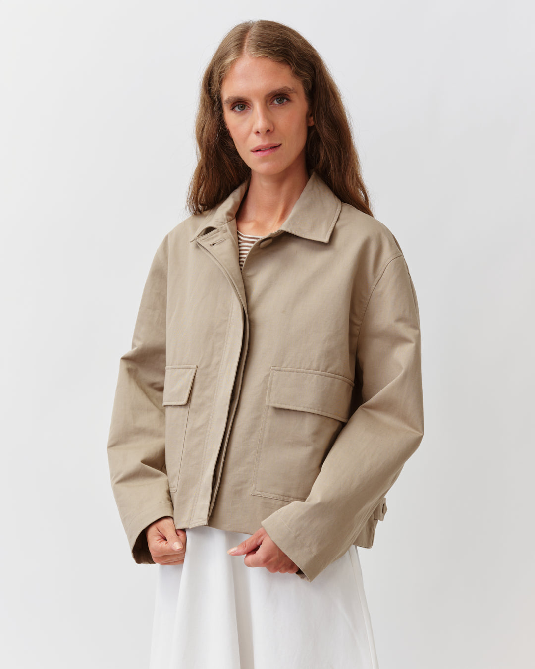 Diega Bacito blouson camel court en gabardine