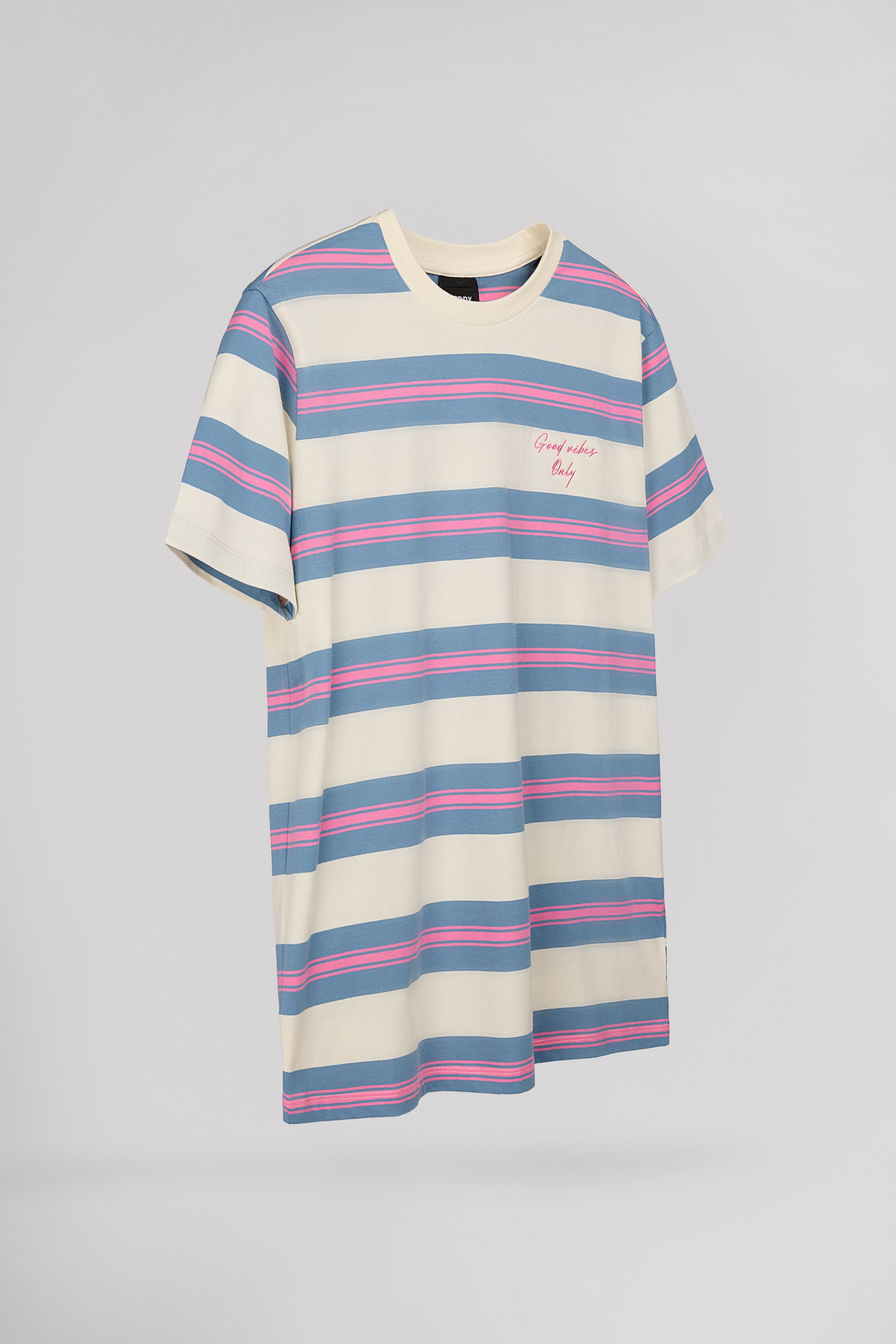 Teddy Smith T-Artus MC t-shirt rayé loose cream coton