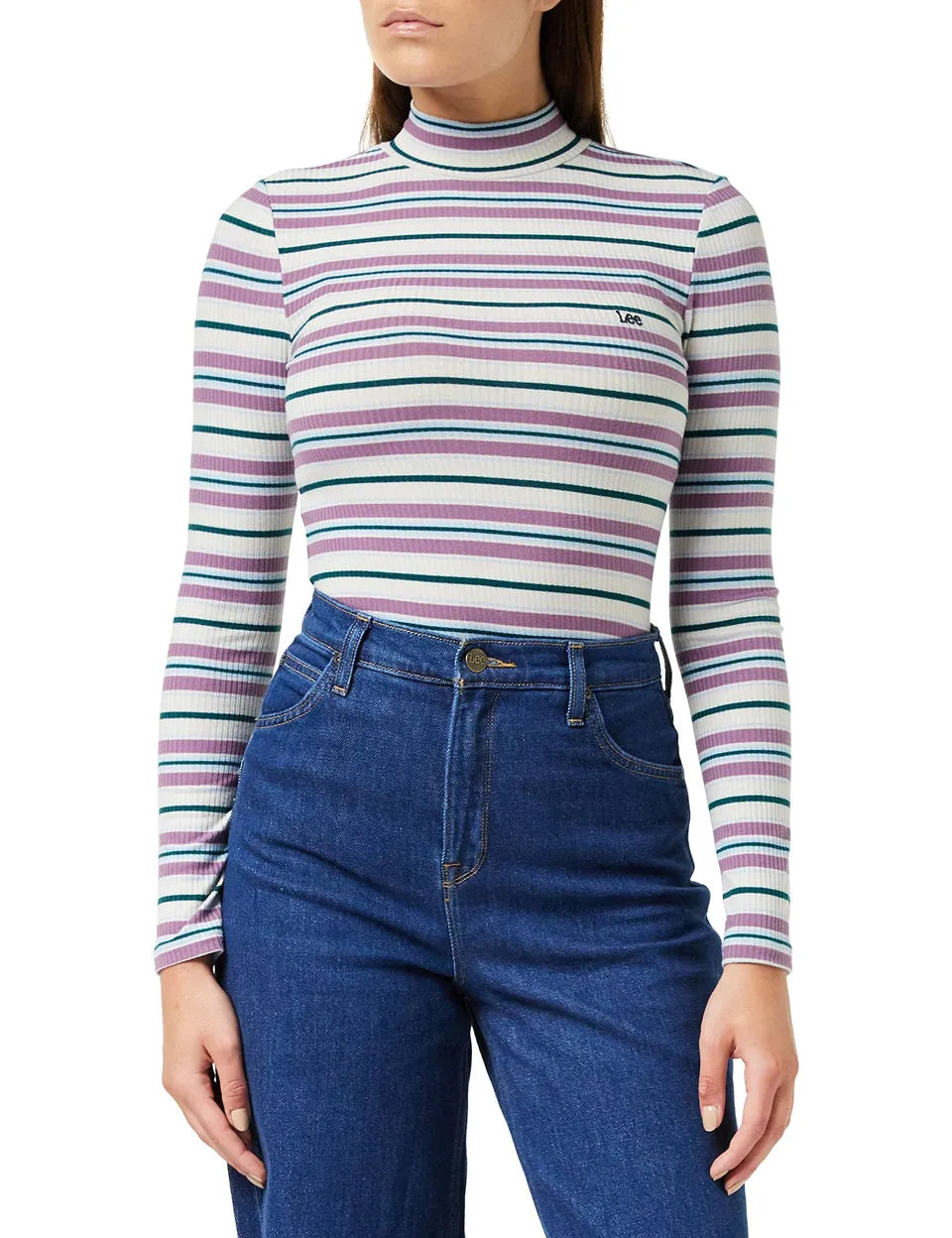 Lee Ribbed LS t-shirt femme col haut taille S