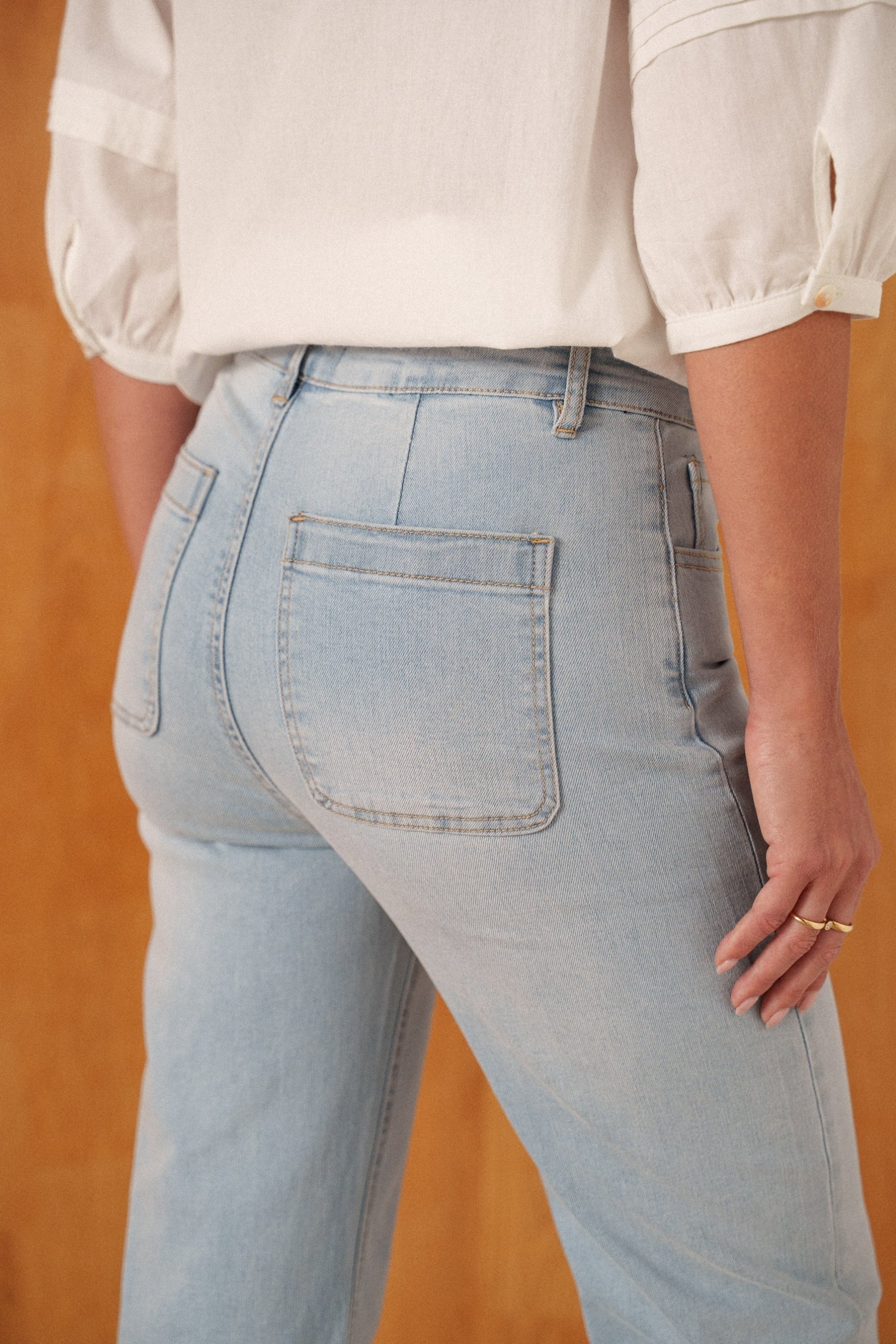 Maison Onado Ola jean wide flare denim clair