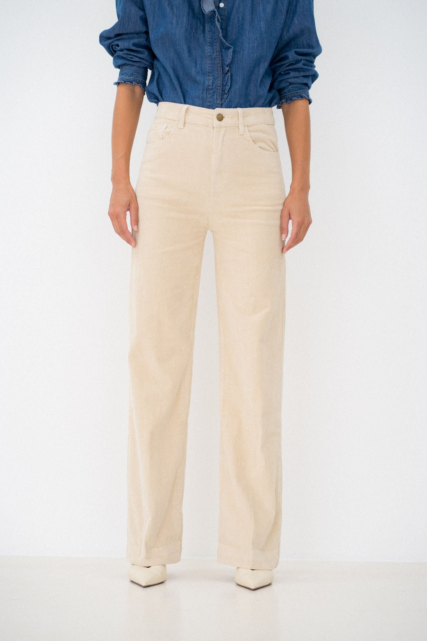 Maison Onado Andrea pantalon crème taille haute