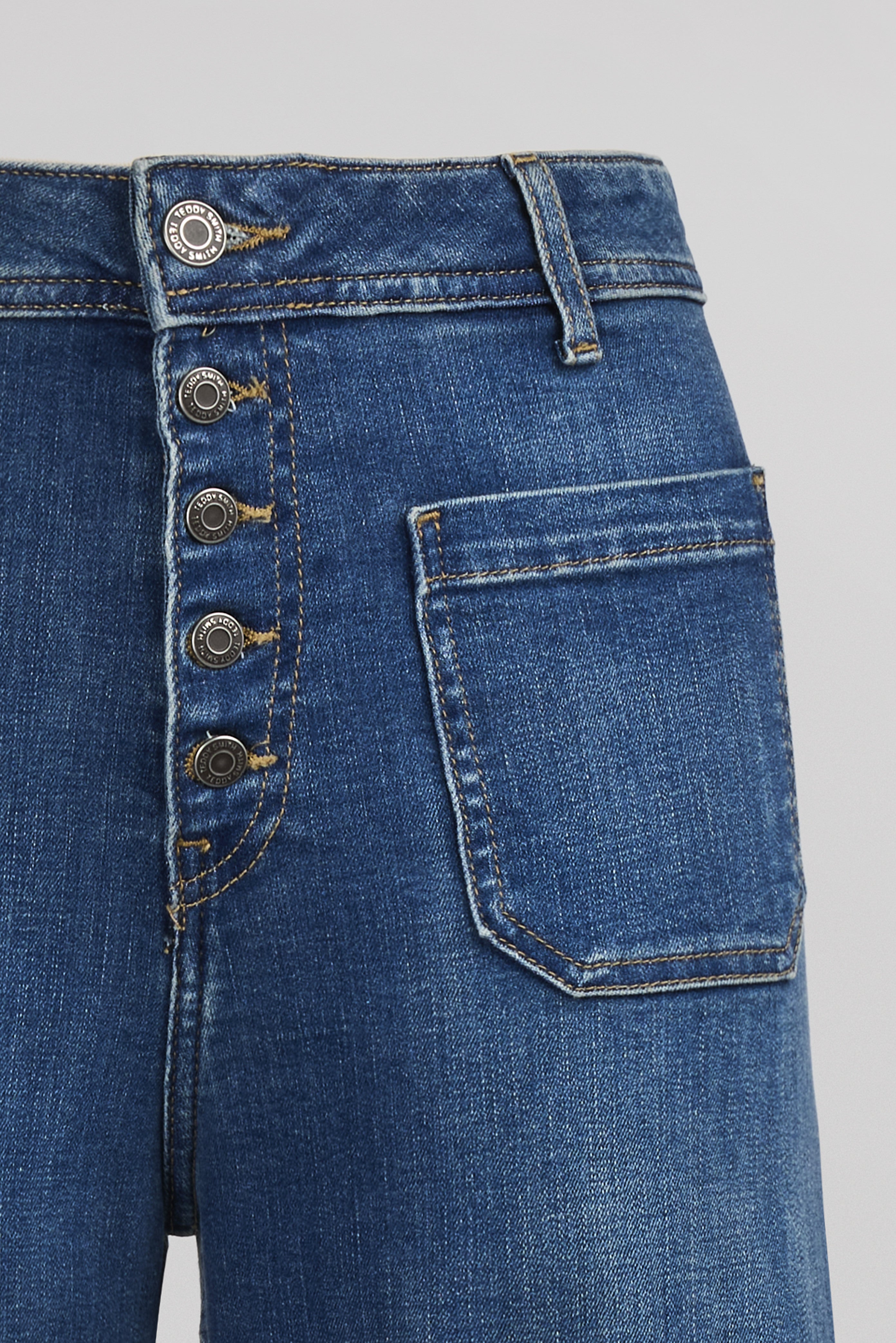 Teddy Smith P-Josefa Button jean flare femme indigo taille haute