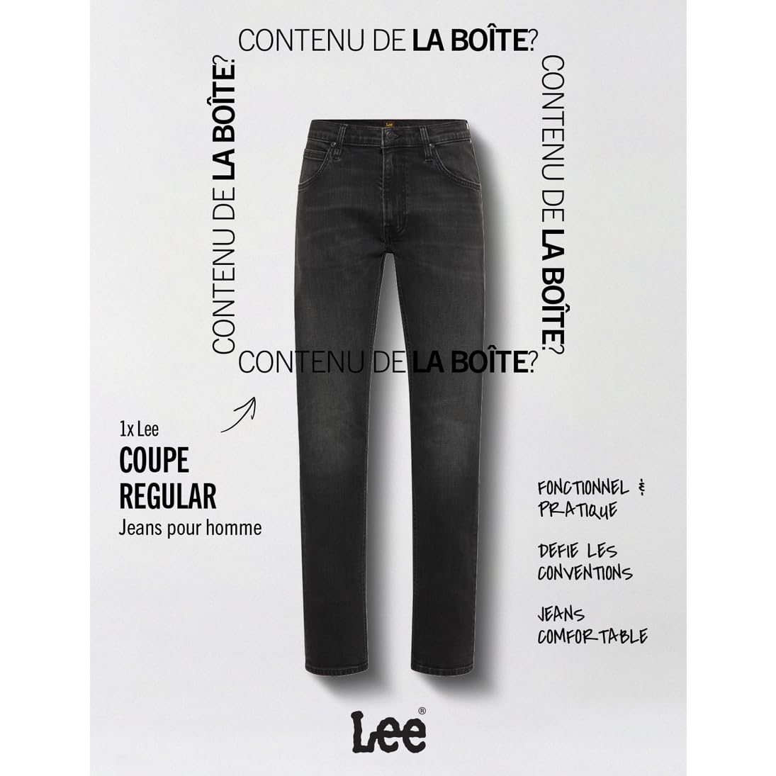 Lee Daren Zip Fly jean homme Asphalt Rocker coupe droite