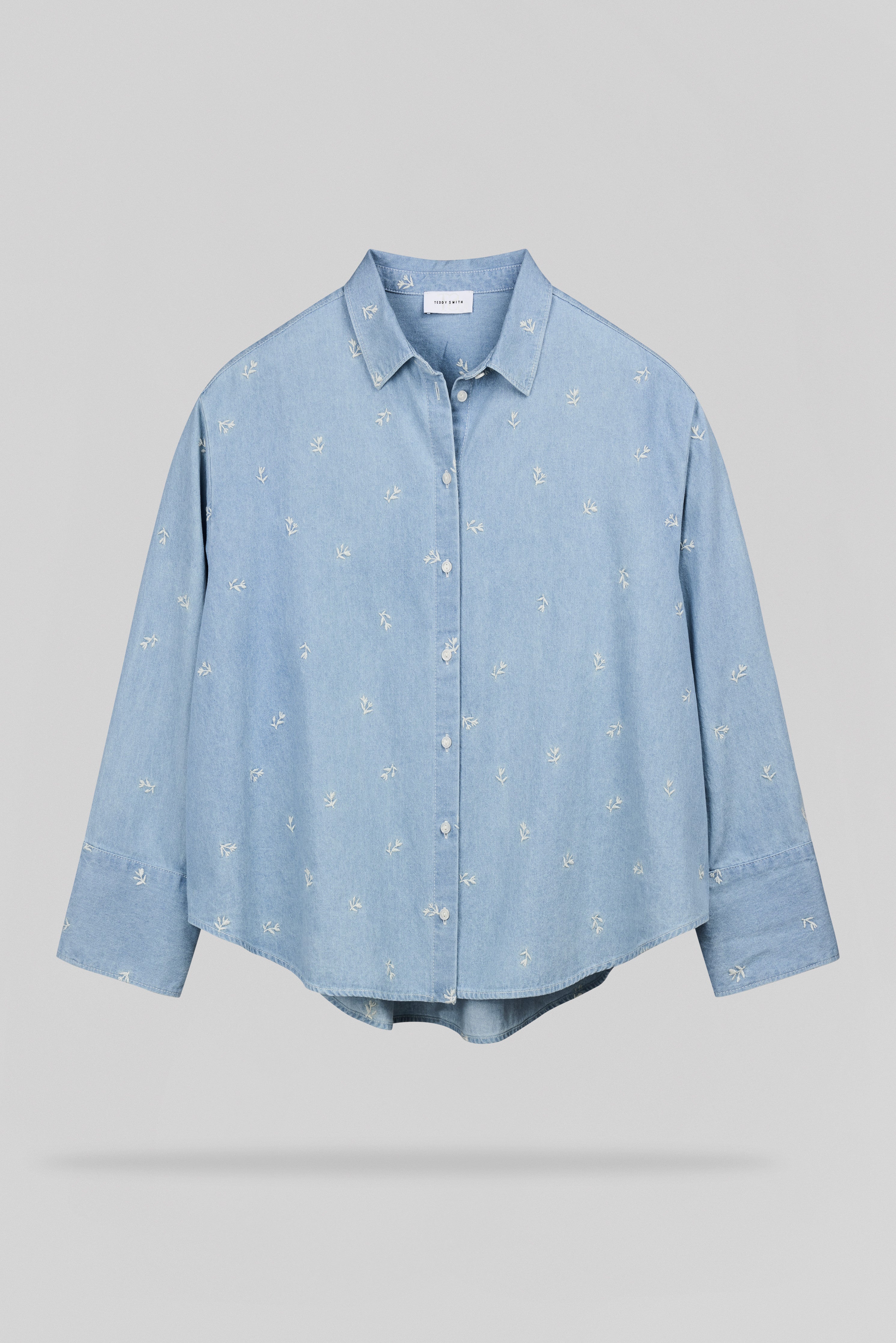 Teddy Smith C-Eliane ML chemise denim bleu clair brodée