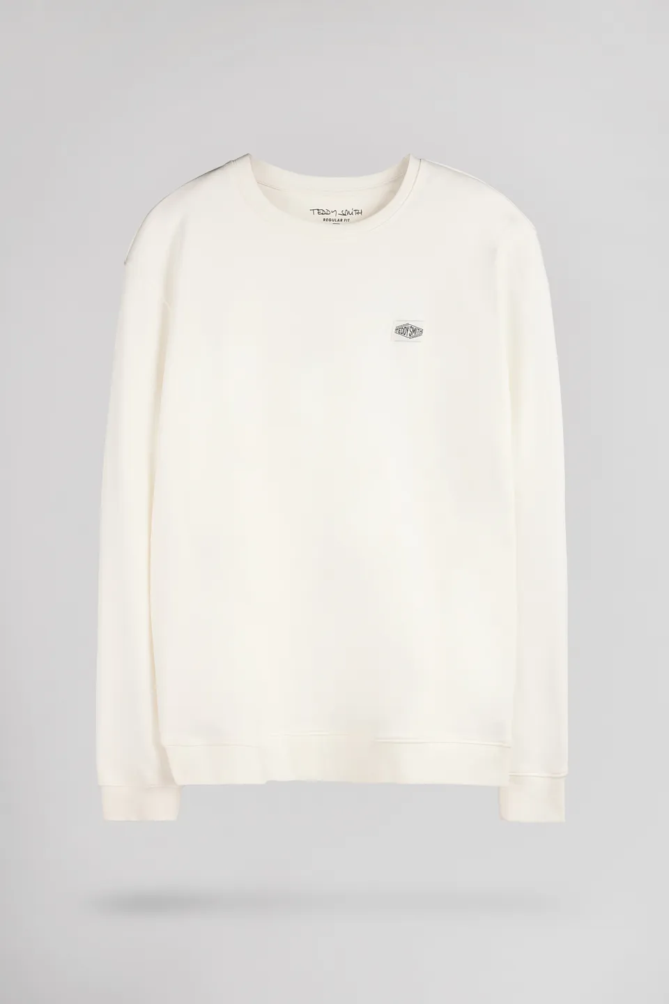 Teddy Smith S-Dylan RC sweat col rond blanc cassé coton