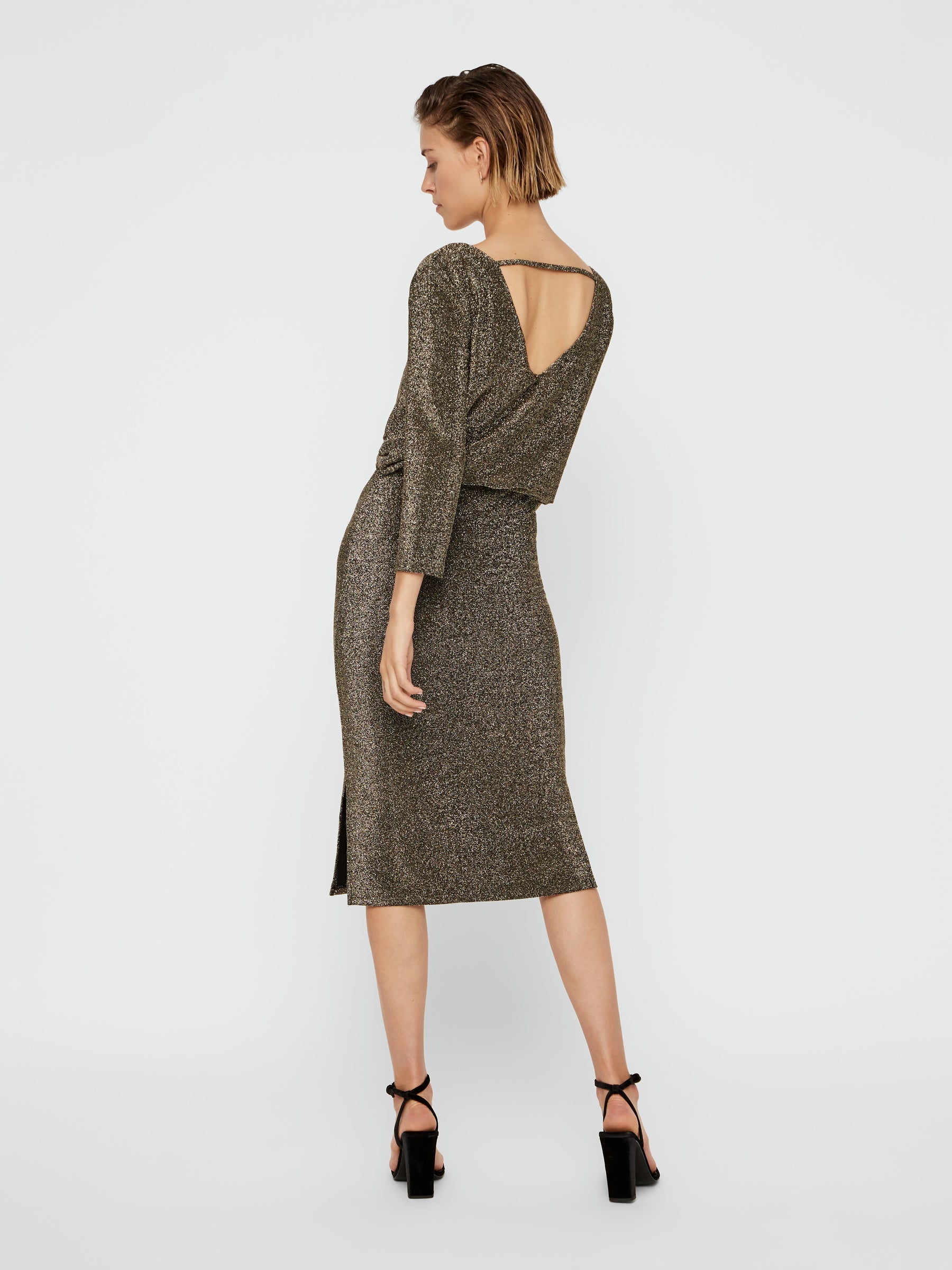 Noisy May robe paillettes 3/4 col V soirée stretch