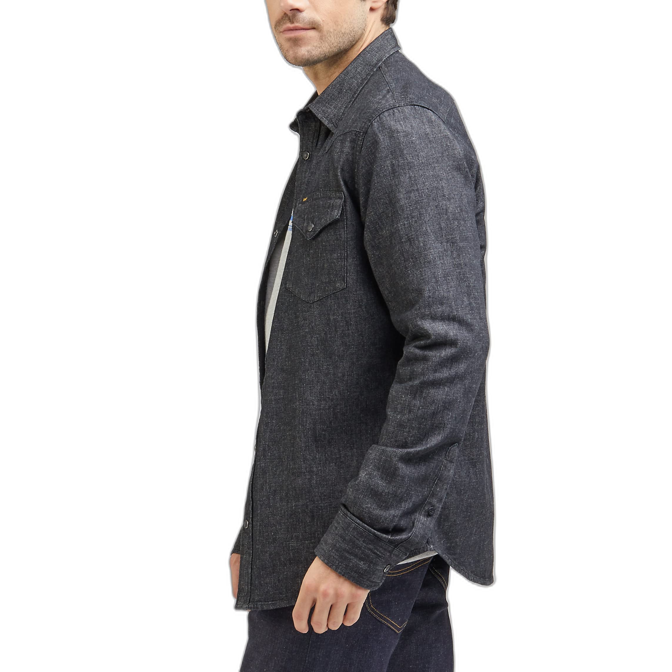 Lee Regular Western Chemise Homme Taille M denim rigide