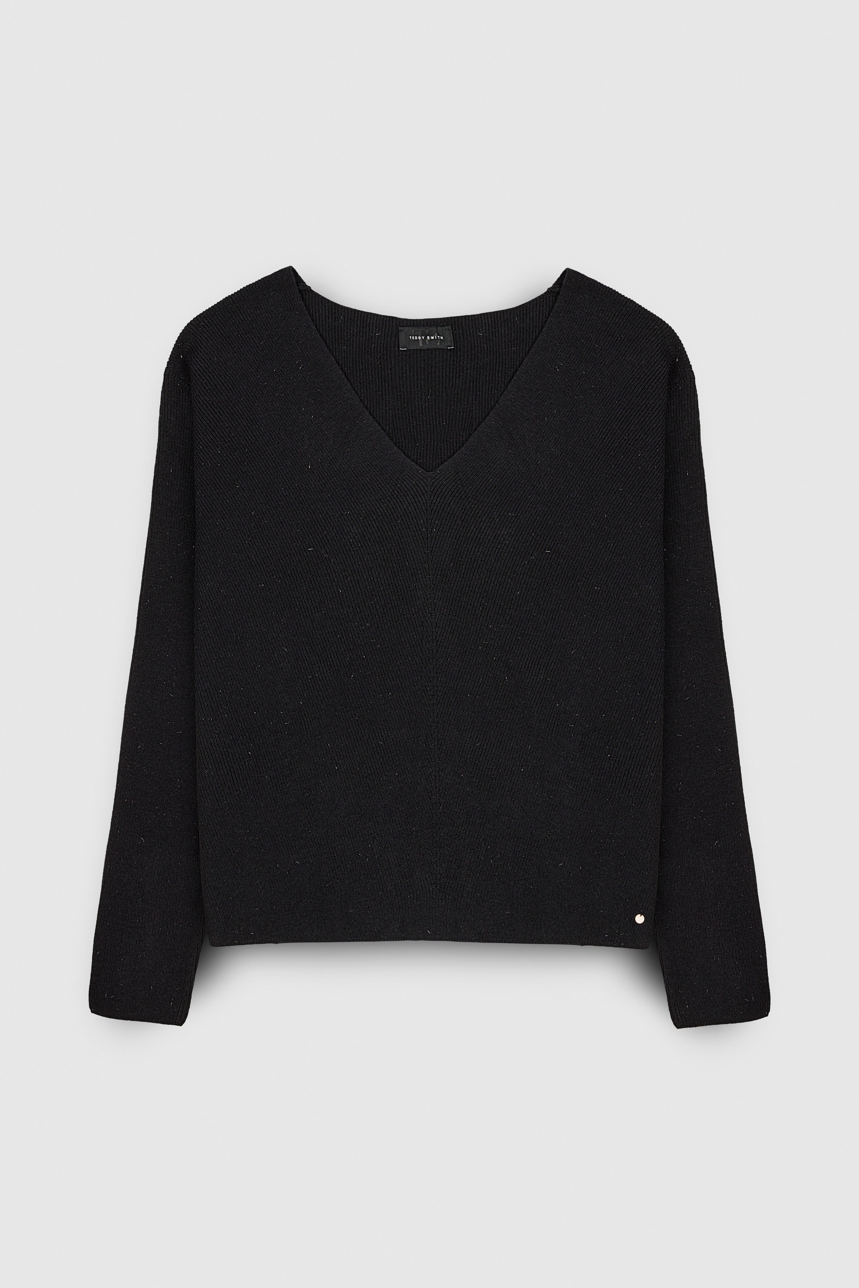 Teddy Smith P-Rita pull col V noir près du corps femme