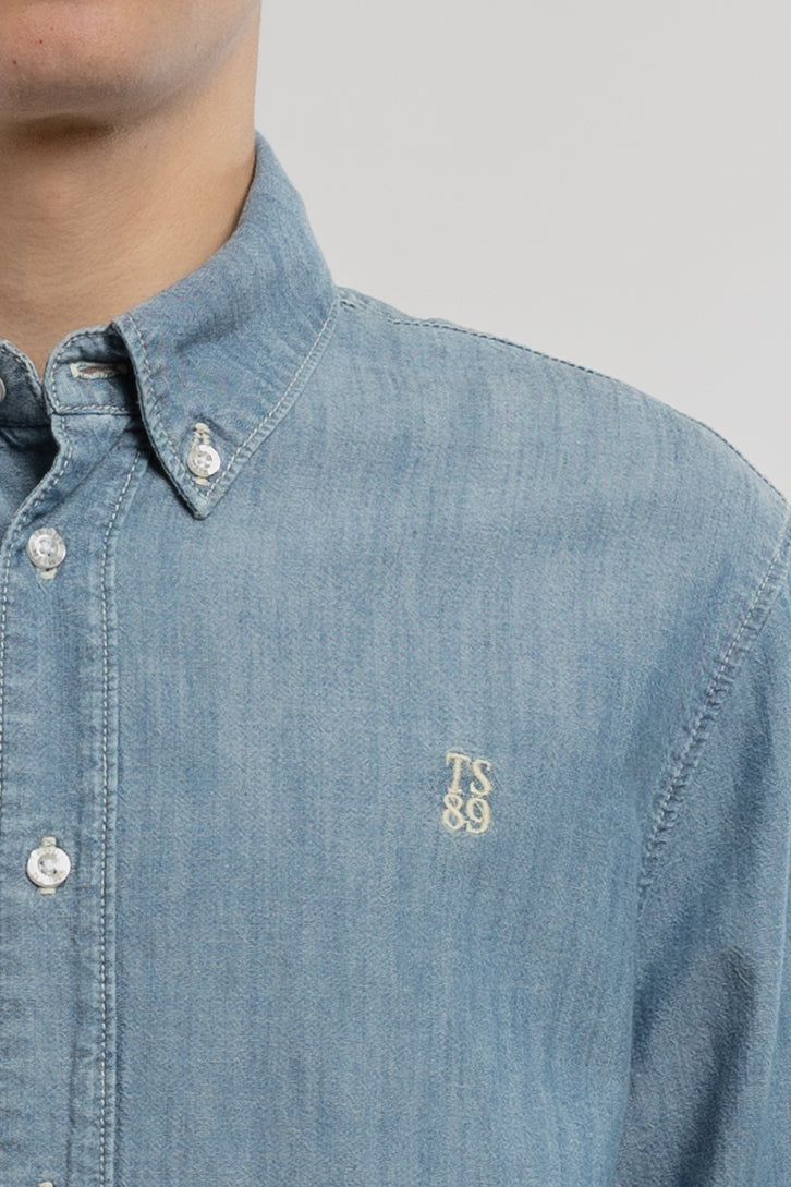 Teddy Smith C-Staner ML chemise chambray indigo clair coton