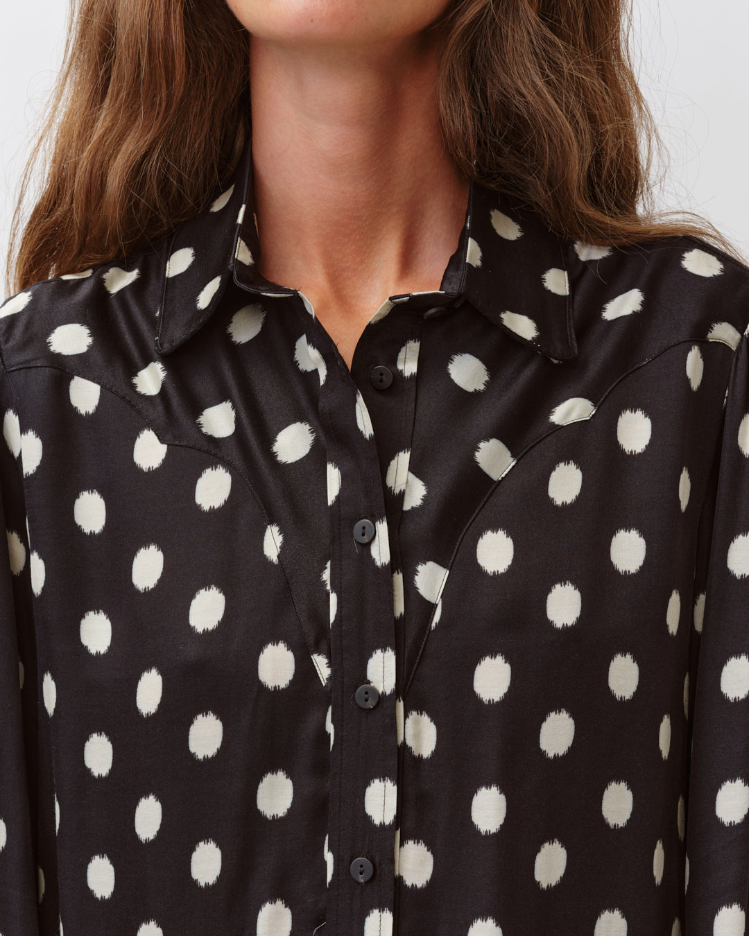 DIEGA Costelina chemise noir écru coupe droite