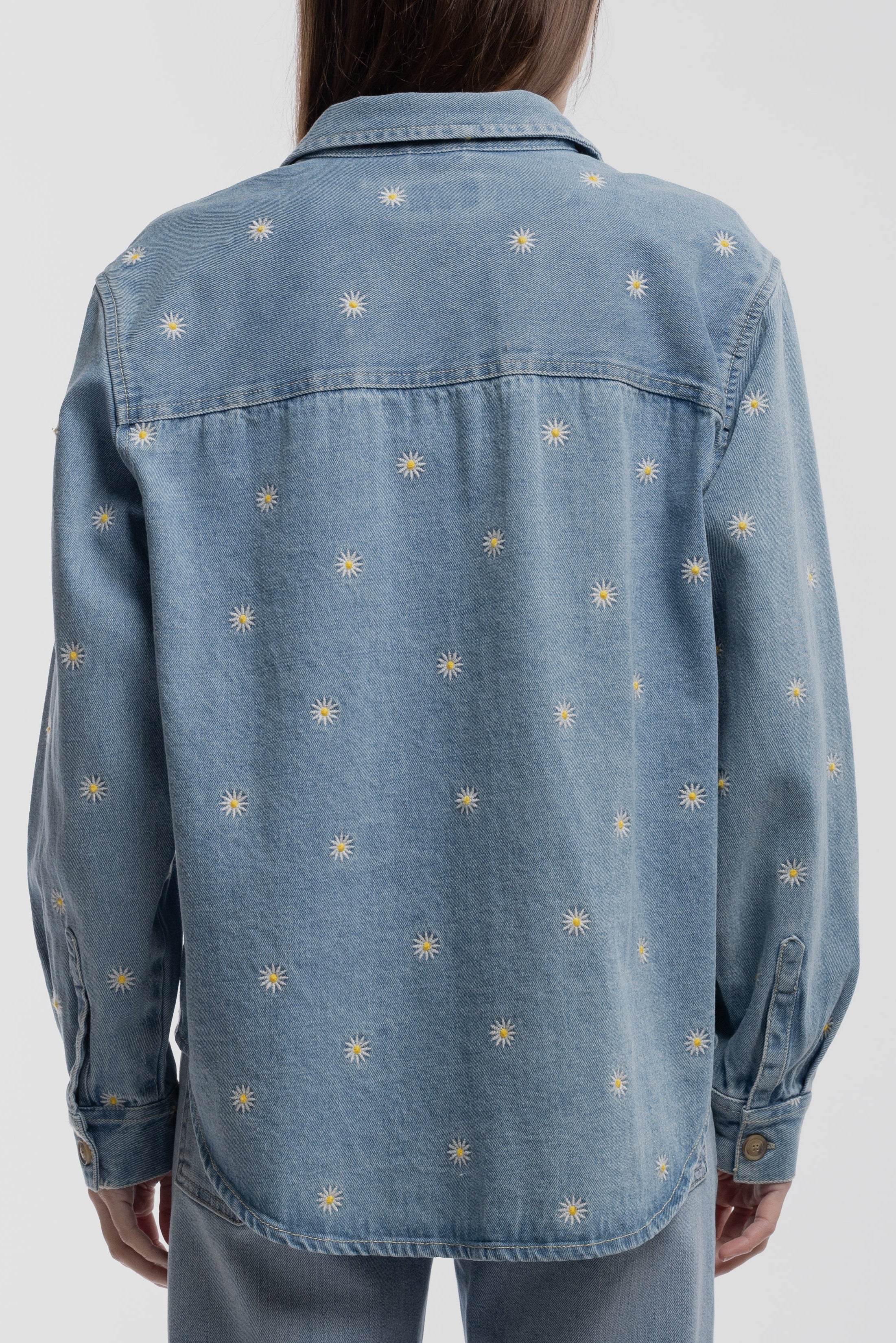 Teddy Smith C-Flower ML chemise jean indigo clair brodée