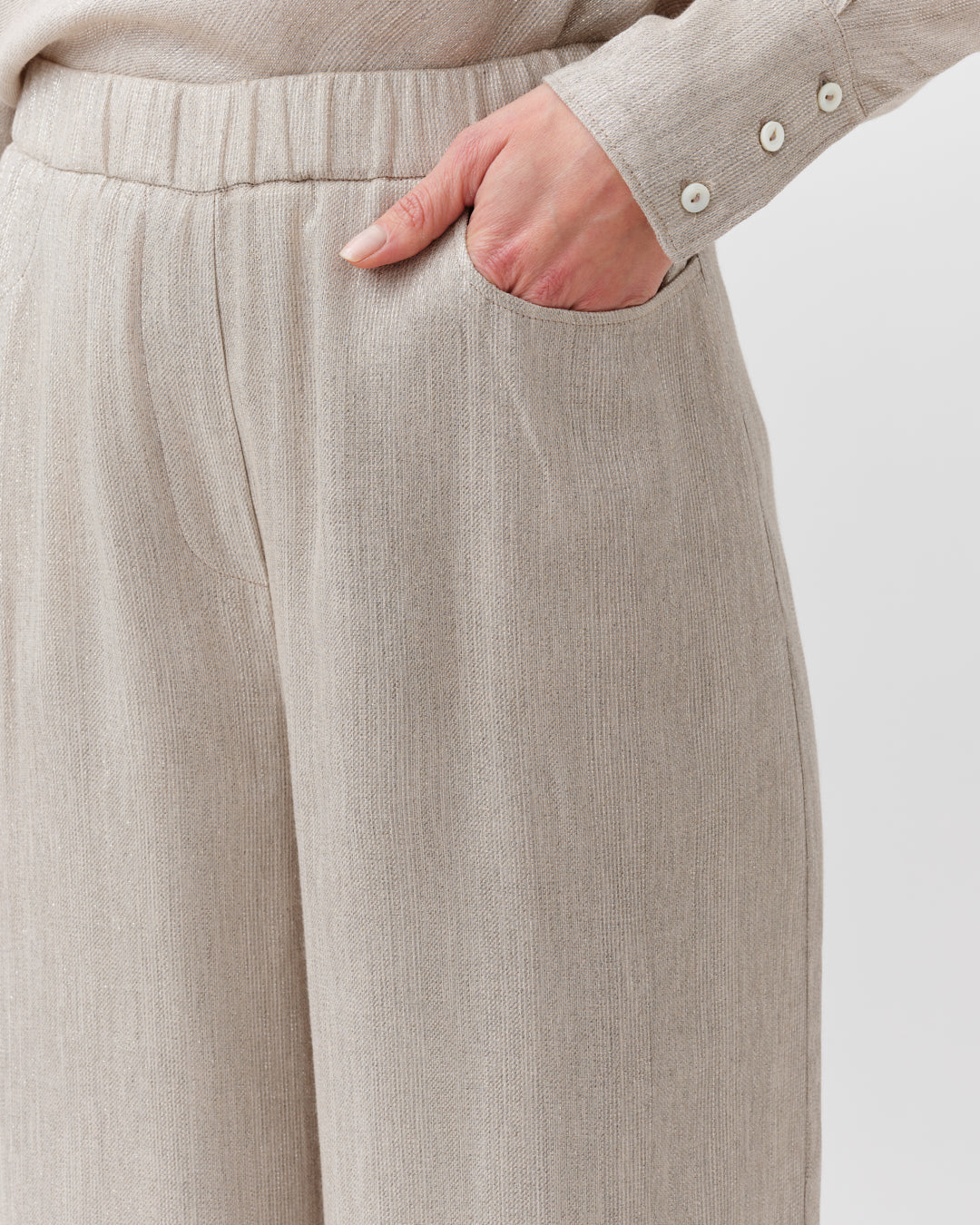 DIEGA PINDO pantalon argent écru éclat discret