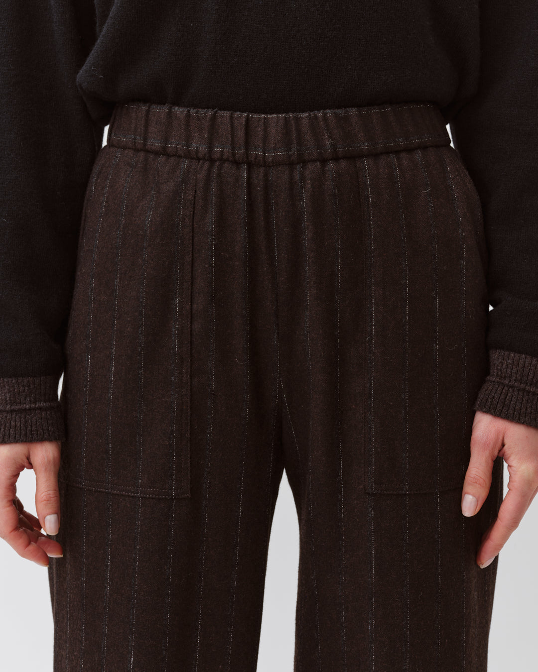 DIEGA PERILLO pantalon chocolat gris large rayé