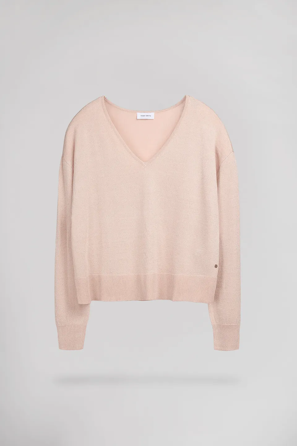 Teddy Smith P-Lizie pull maille femme rose pâle lurex