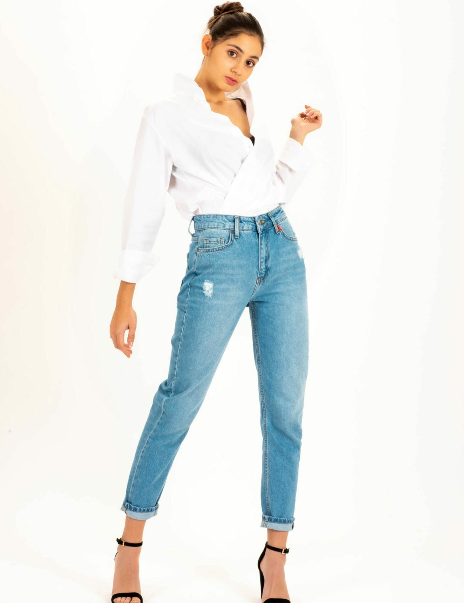 AA Spontané Boyfit Le Pure Denim jean bleu clair destroy