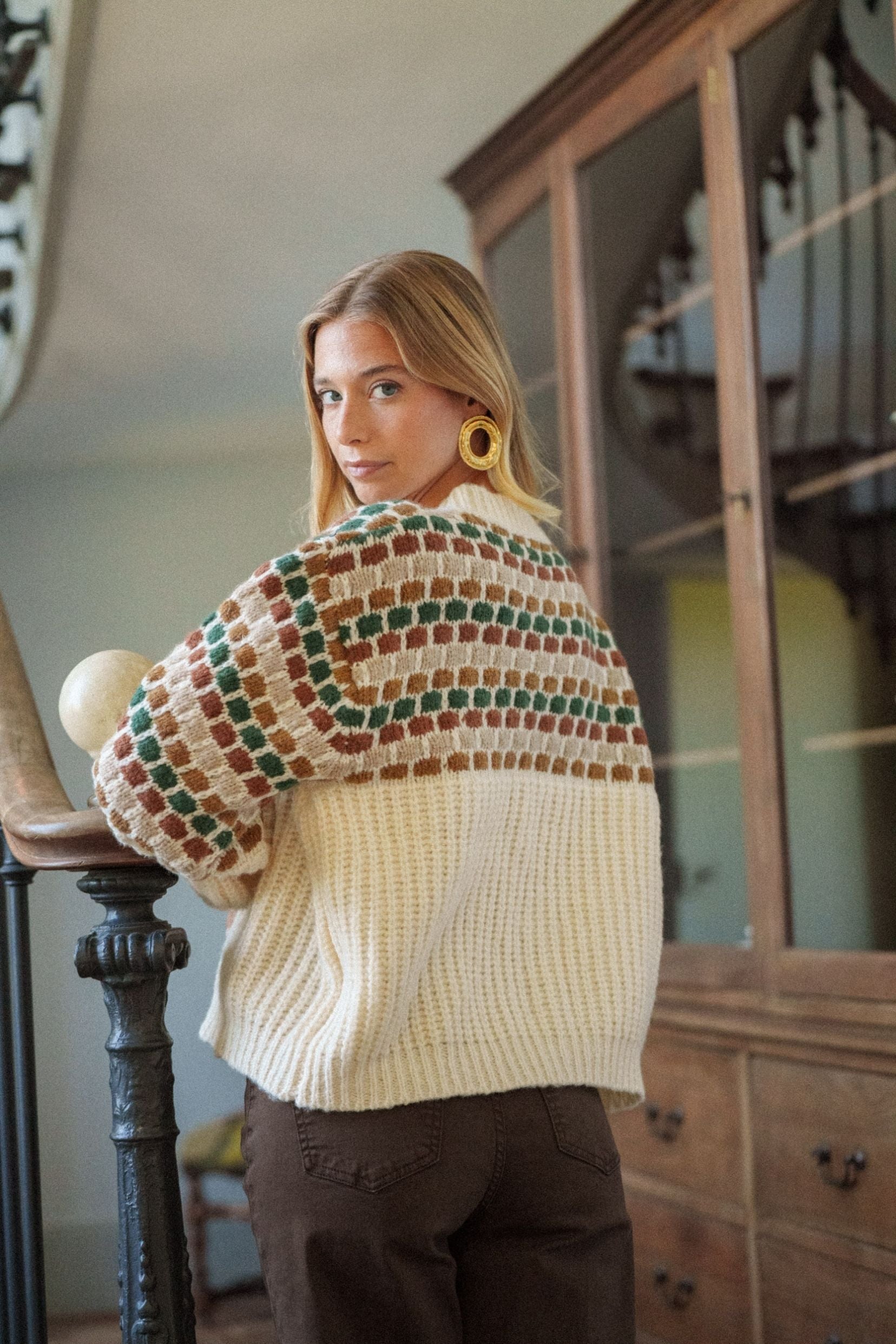Maison Onado Sophia gilet écru TU jacquard