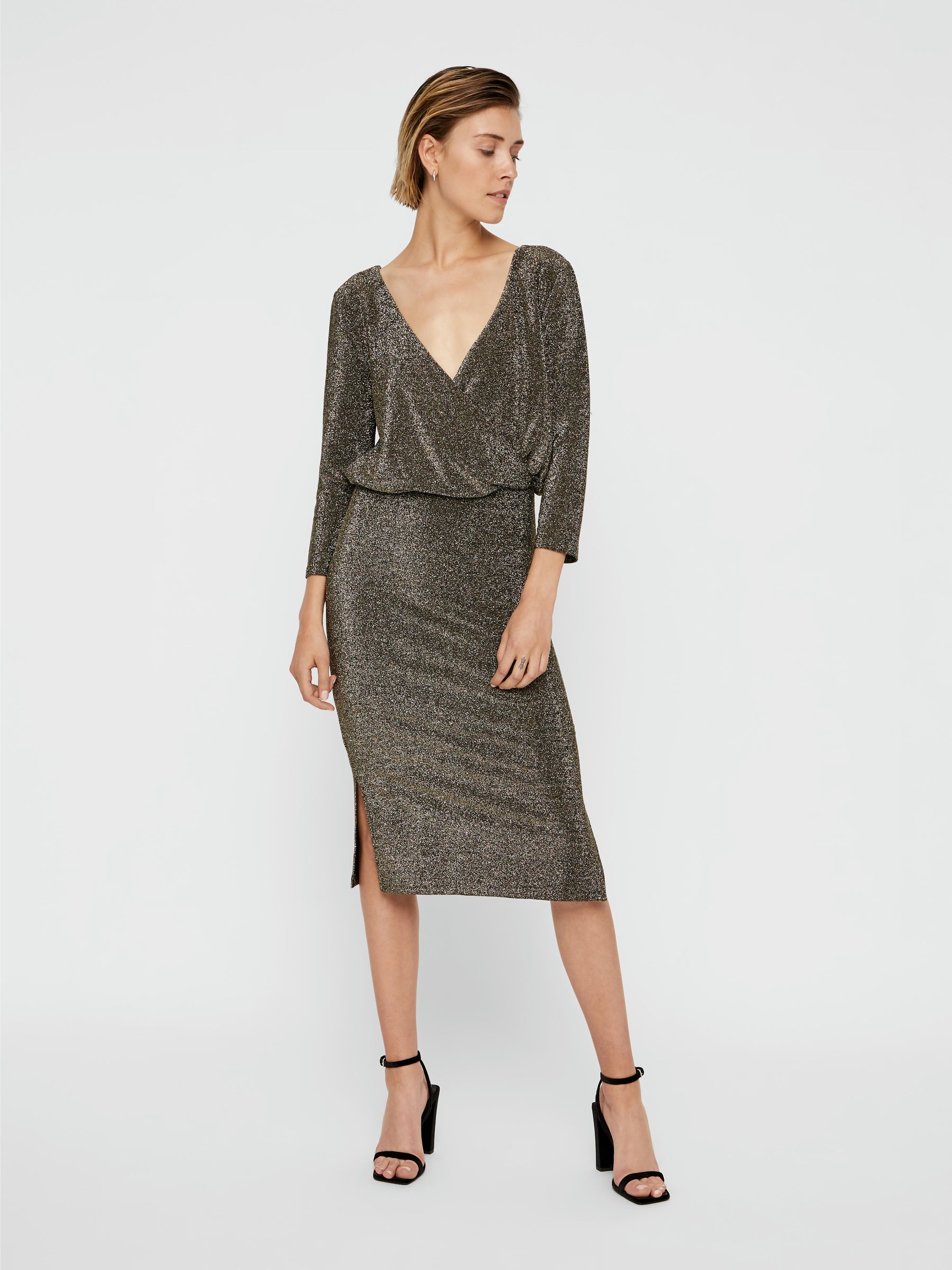 Noisy May robe paillettes 3/4 col V soirée stretch