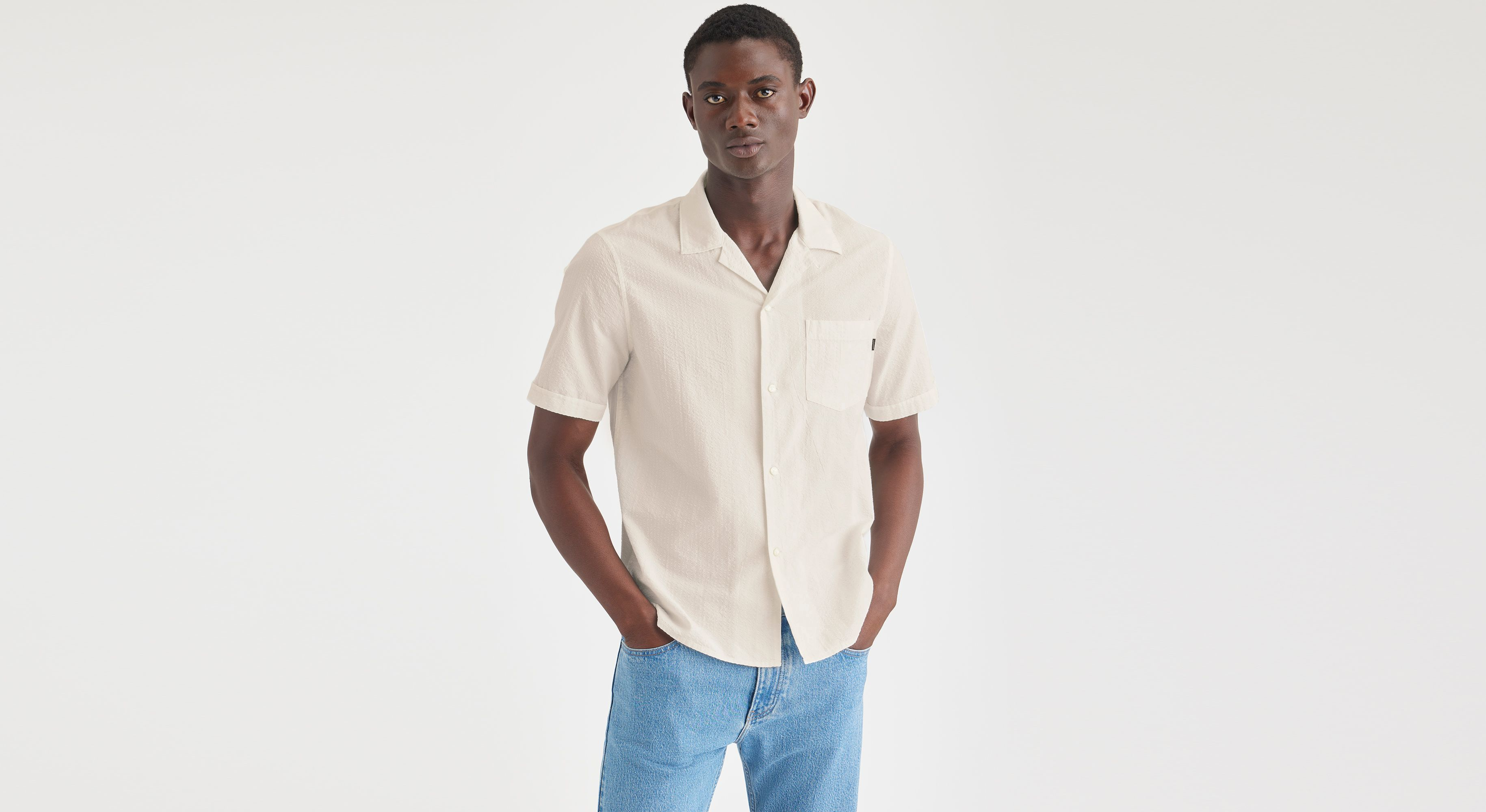Dockers Camp Shirt chemise homme kaki Sahara Khaki lin