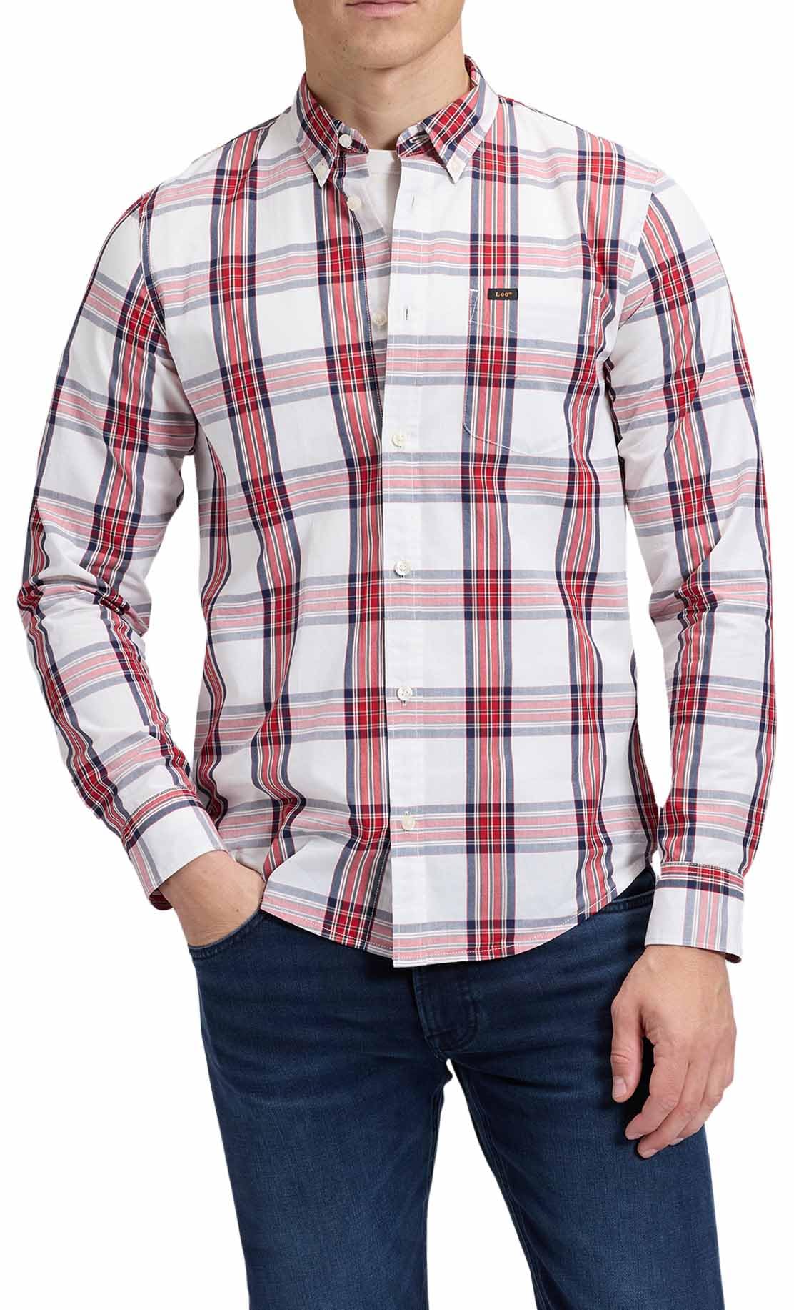 Lee Button Down chemise homme bleu rayé coton western