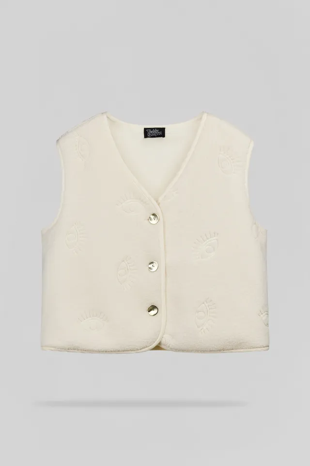 Teddy Smith G-Eyes gilet sans manches blanc cassé femme sherpa