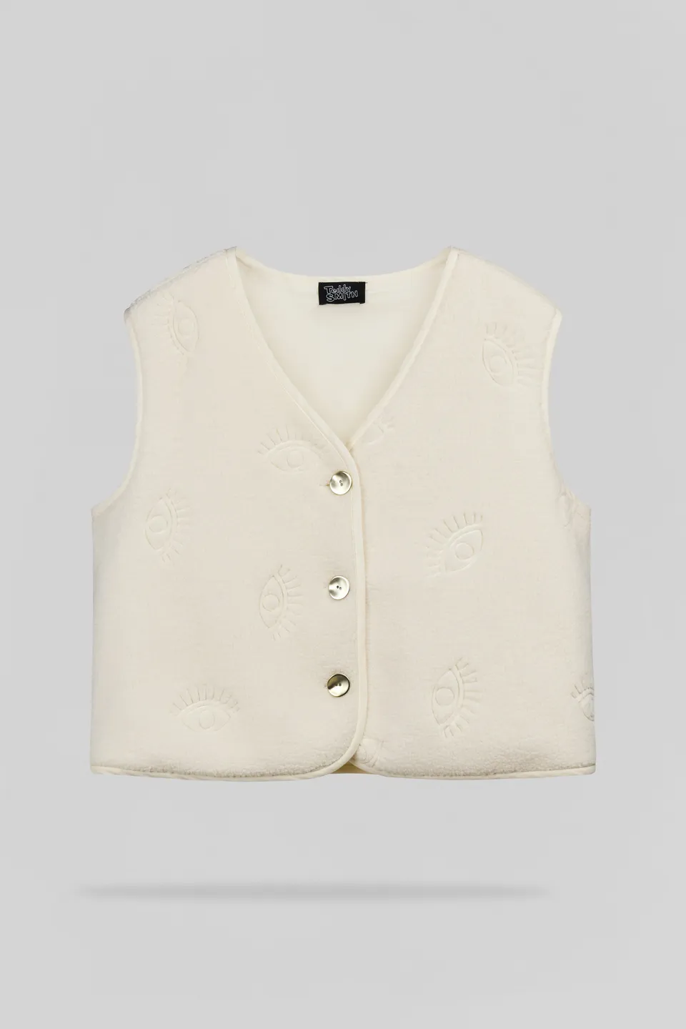 Teddy Smith G-Eyes gilet sans manches blanc cassé femme sherpa