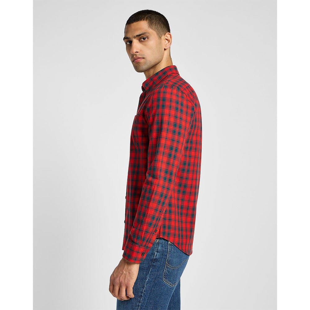 Lee Bueller chemise button down regular bleue coton homme