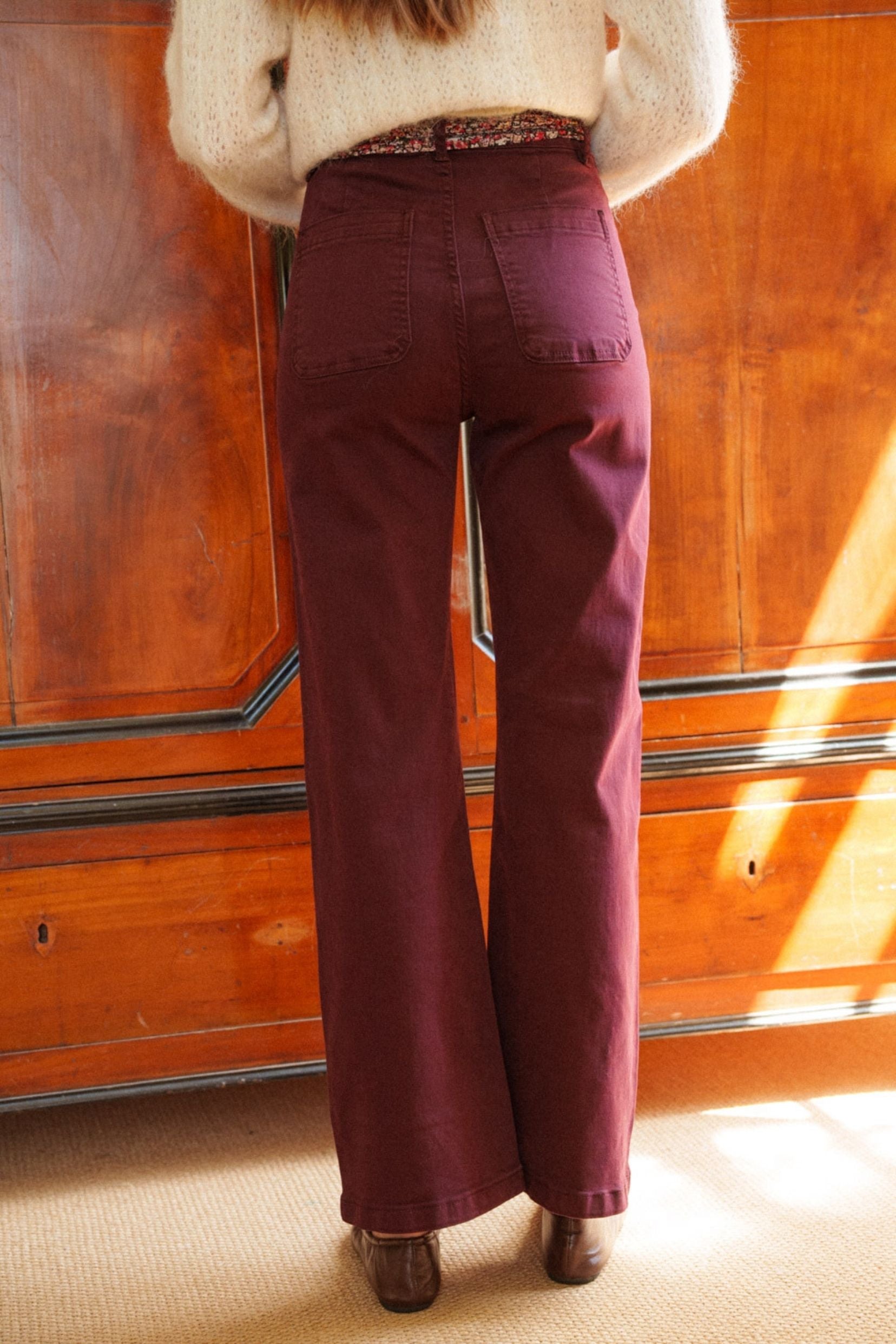 Maison Onado Gaby pantalon bordeaux taille haute