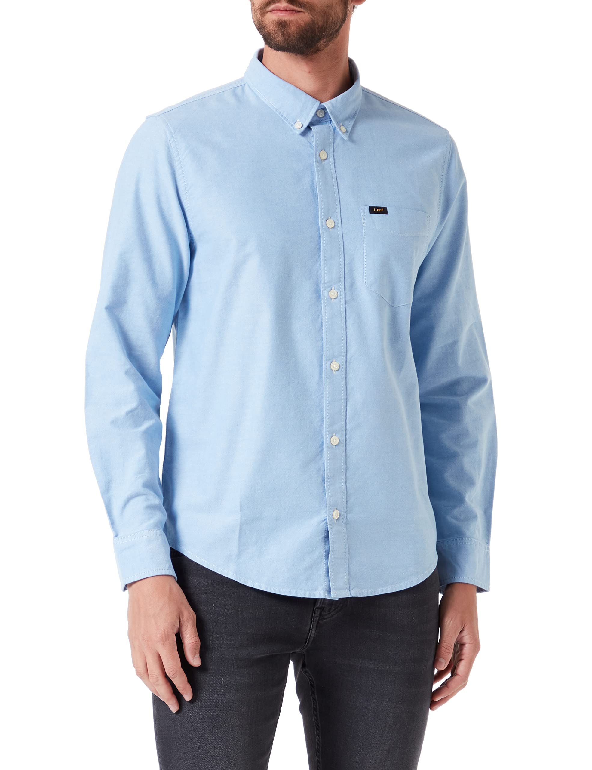 Lee Bouton Down t-shirt homme Prep Blue col boutonné