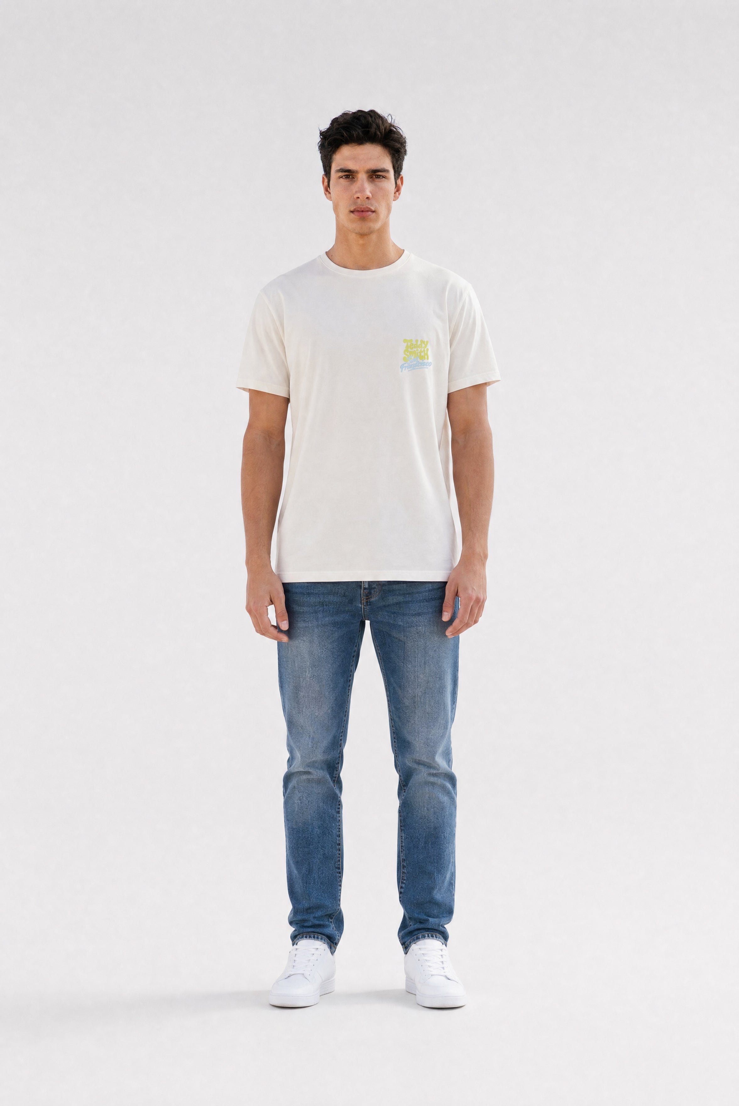 Teddy Smith T-Frans MC Middle White t-shirt homme blanc imprimé
