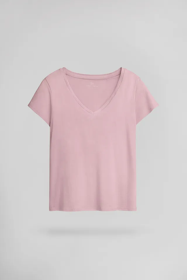 Teddy Smith T-Mia t-shirt col V vieux rose modal
