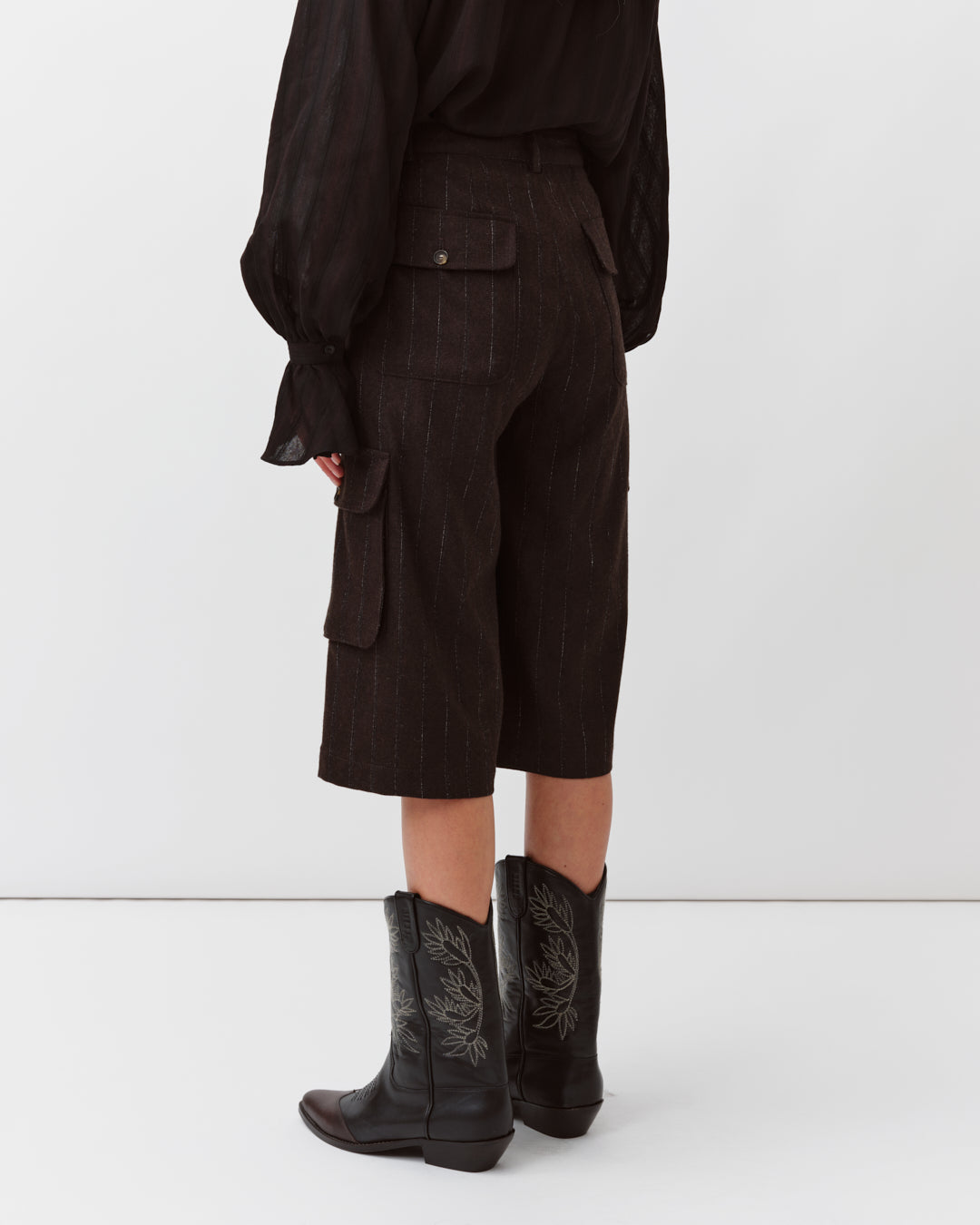 DIEGA BASTO bermuda chocolat gris viscose laine