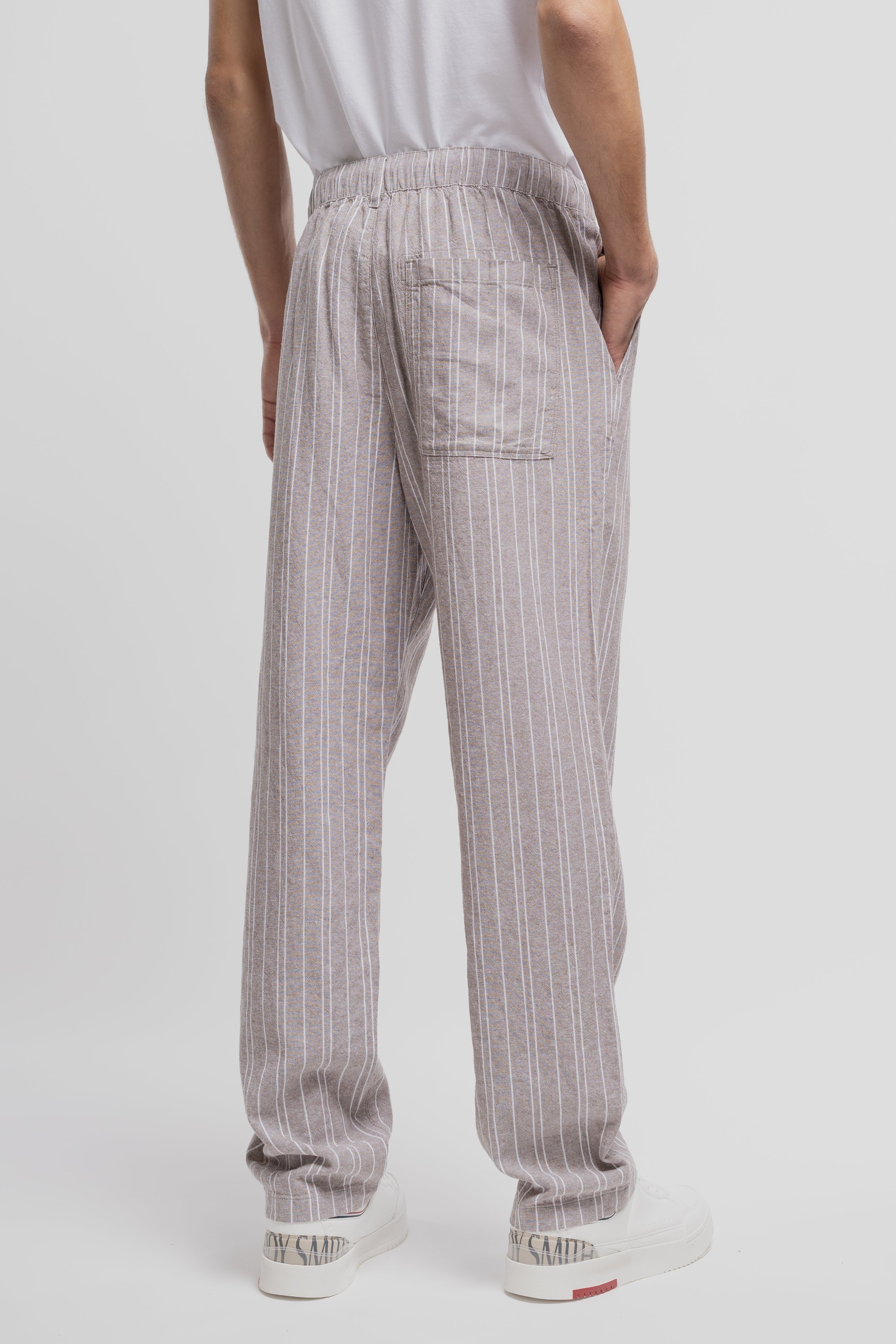 Teddy Smith P-Darius Lin pantalon chocolat rayé lin