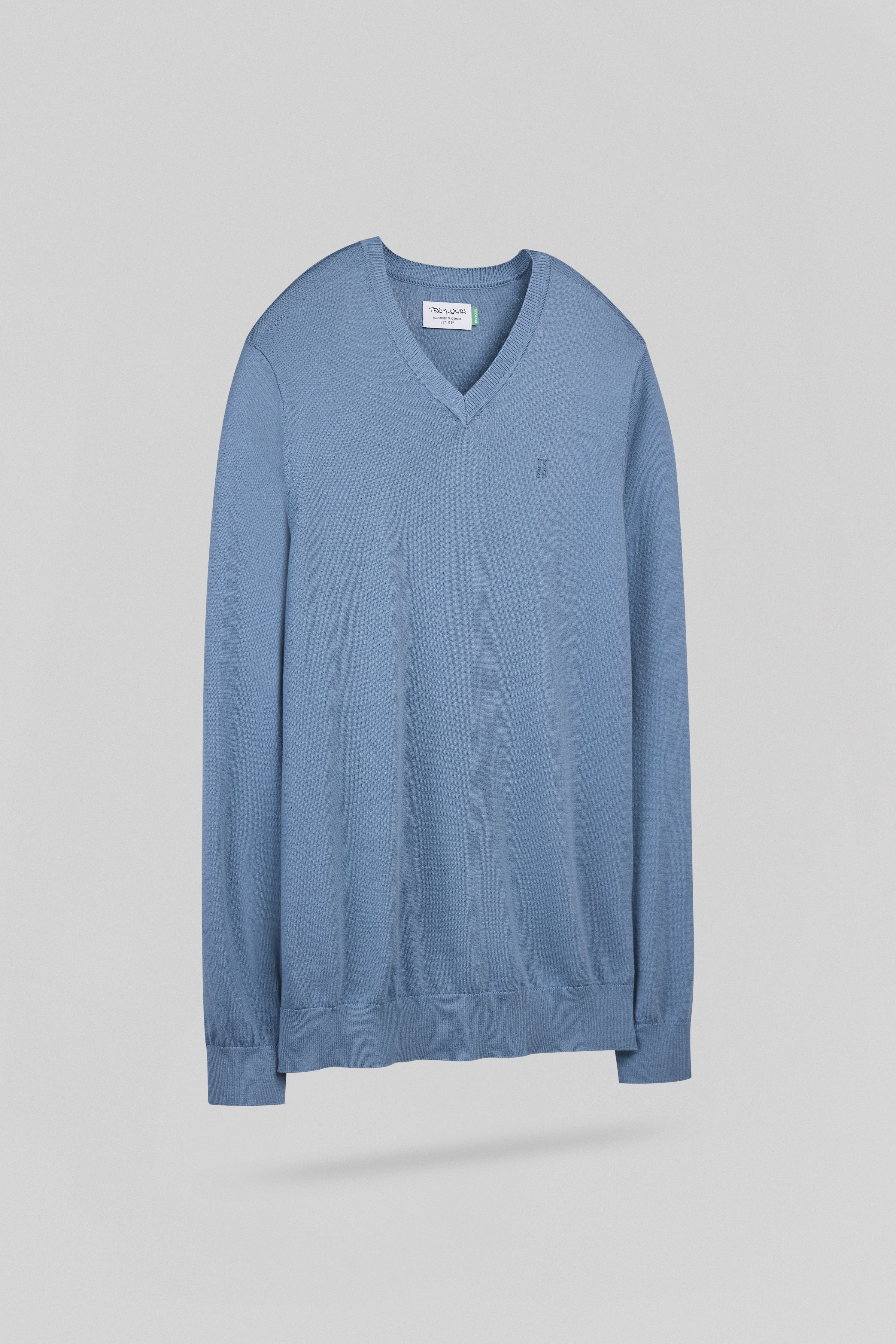 Teddy Smith P-Martin pull col V bleu minéral slim