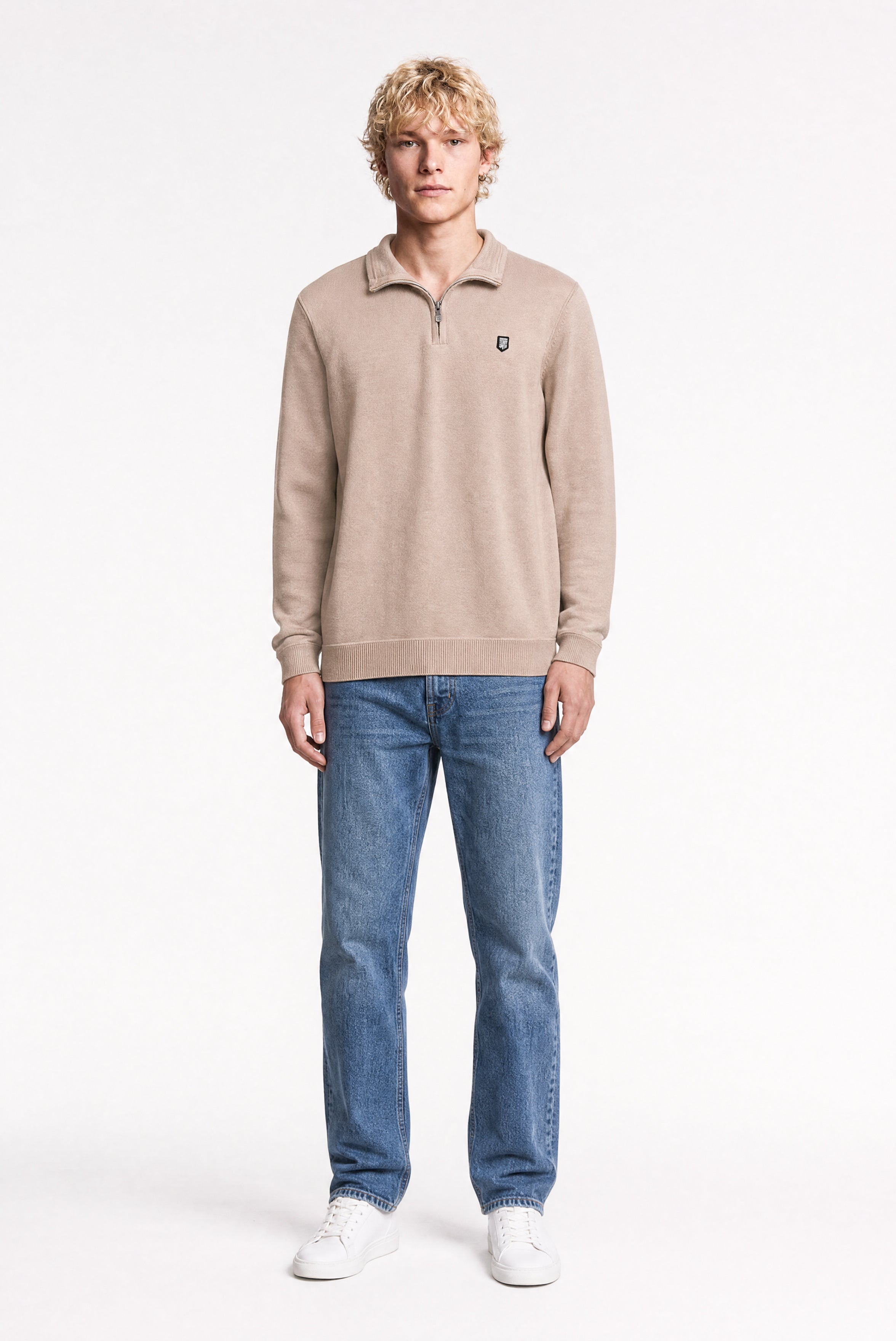 Teddy Smith P-Marty 2 pull col montant zippé Wolf Beige