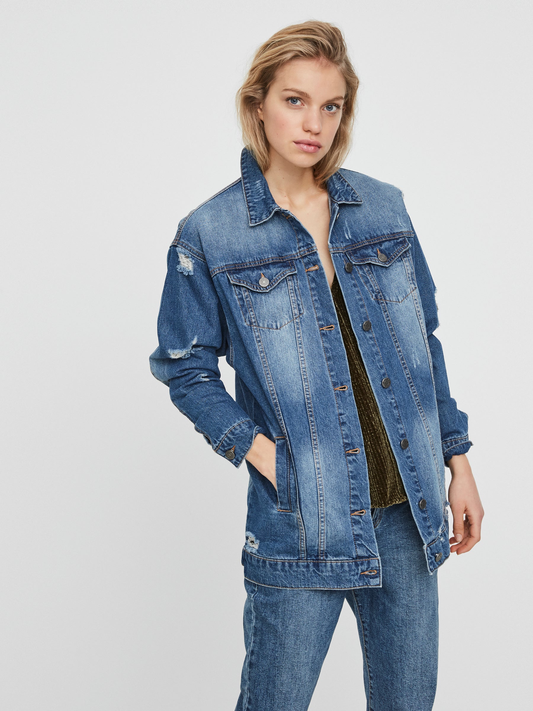 Noisy May veste en jean oversize délavée