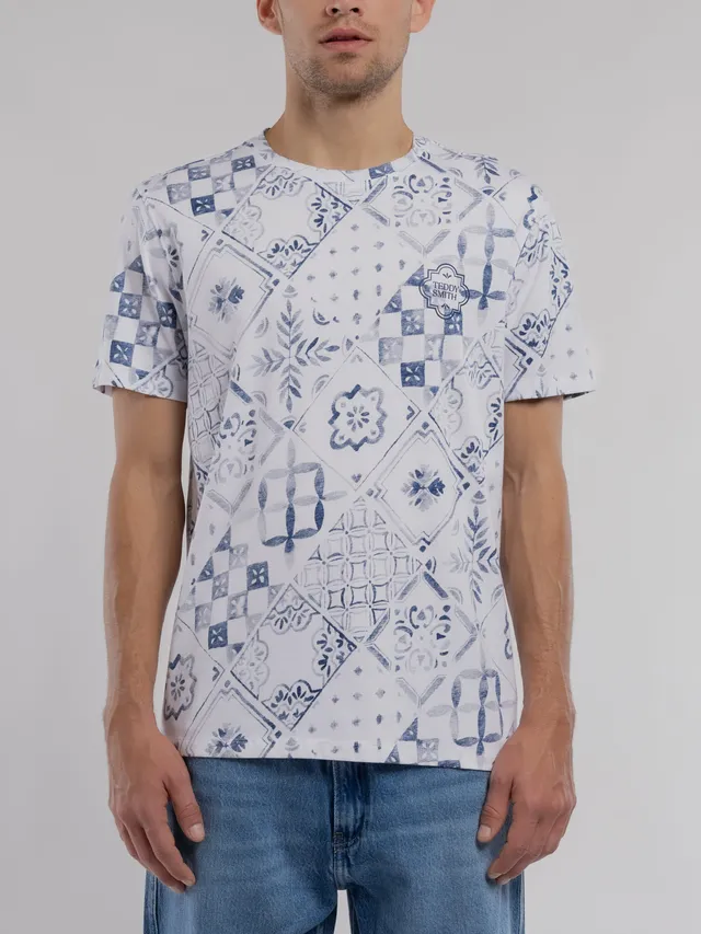 Teddy Smith T-Areski MC t-shirt homme blanc floral coton