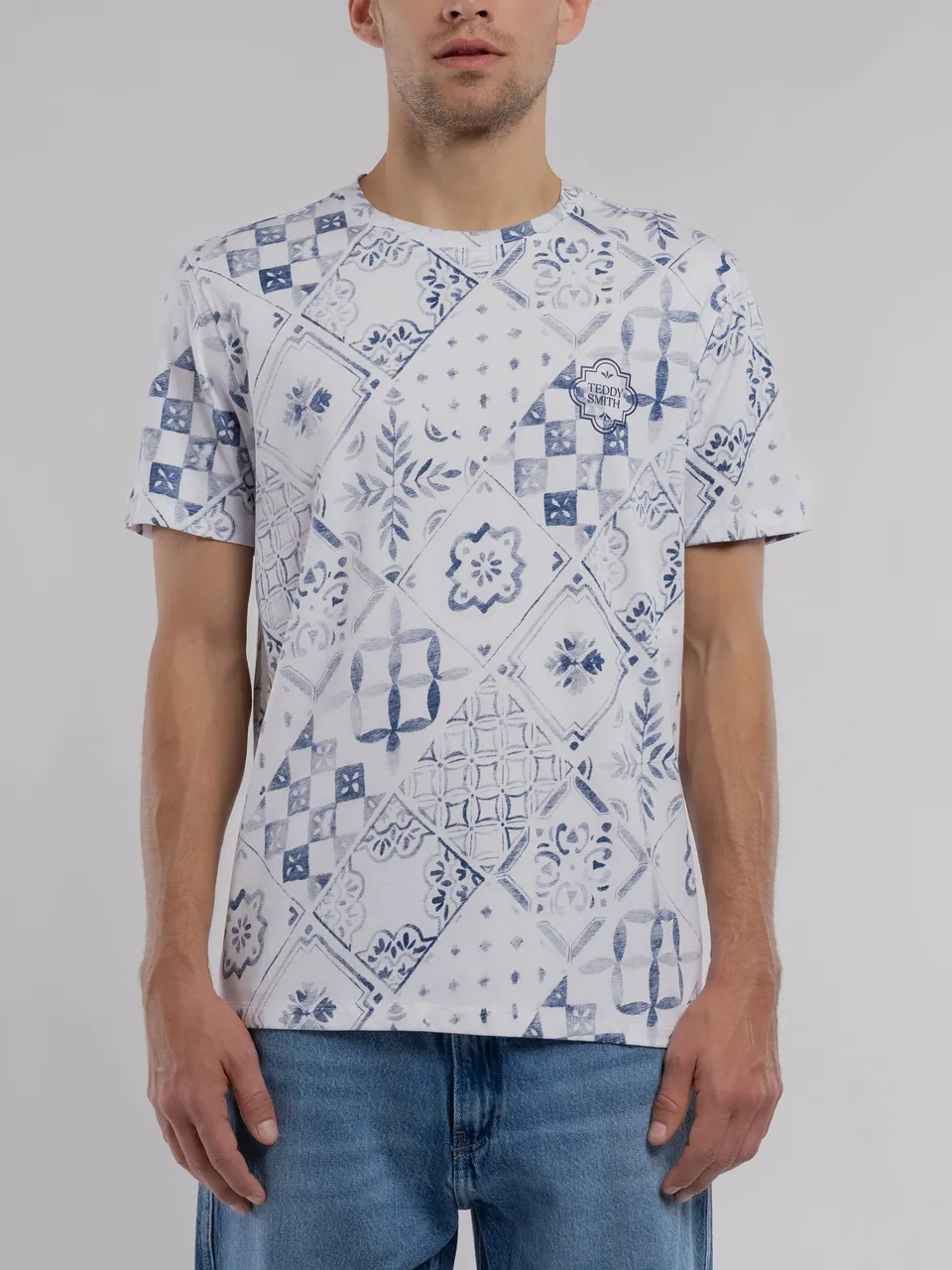 Teddy Smith T-Areski MC t-shirt homme blanc floral coton