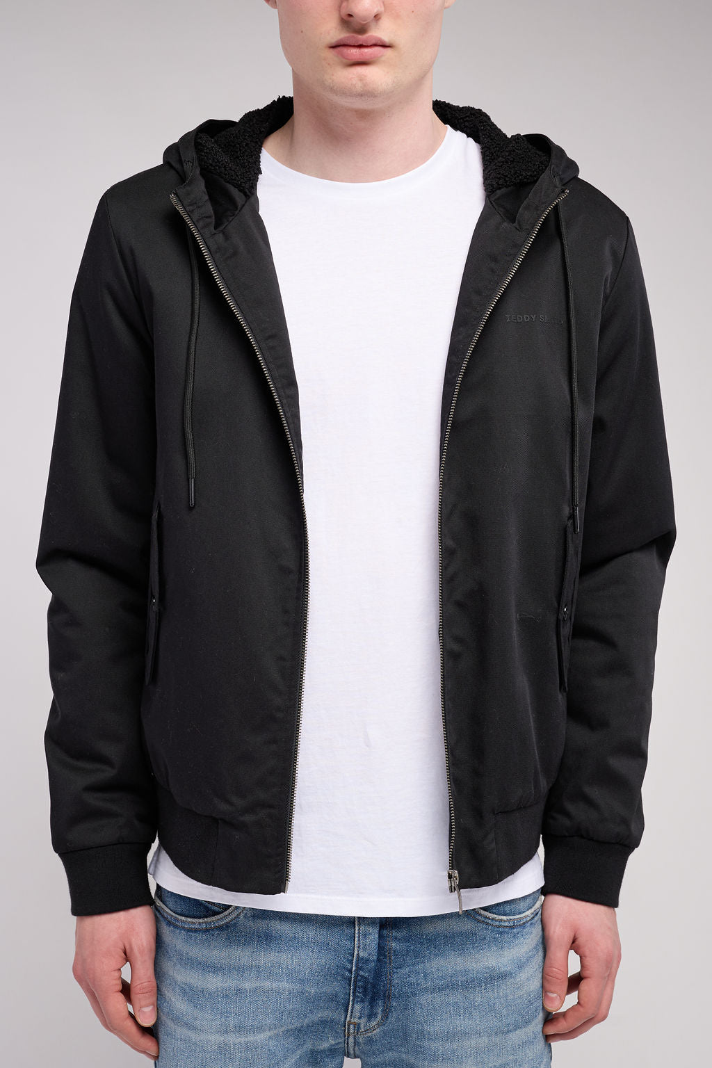 Teddy Smith B-Sanson blouson capuche noir sherpa