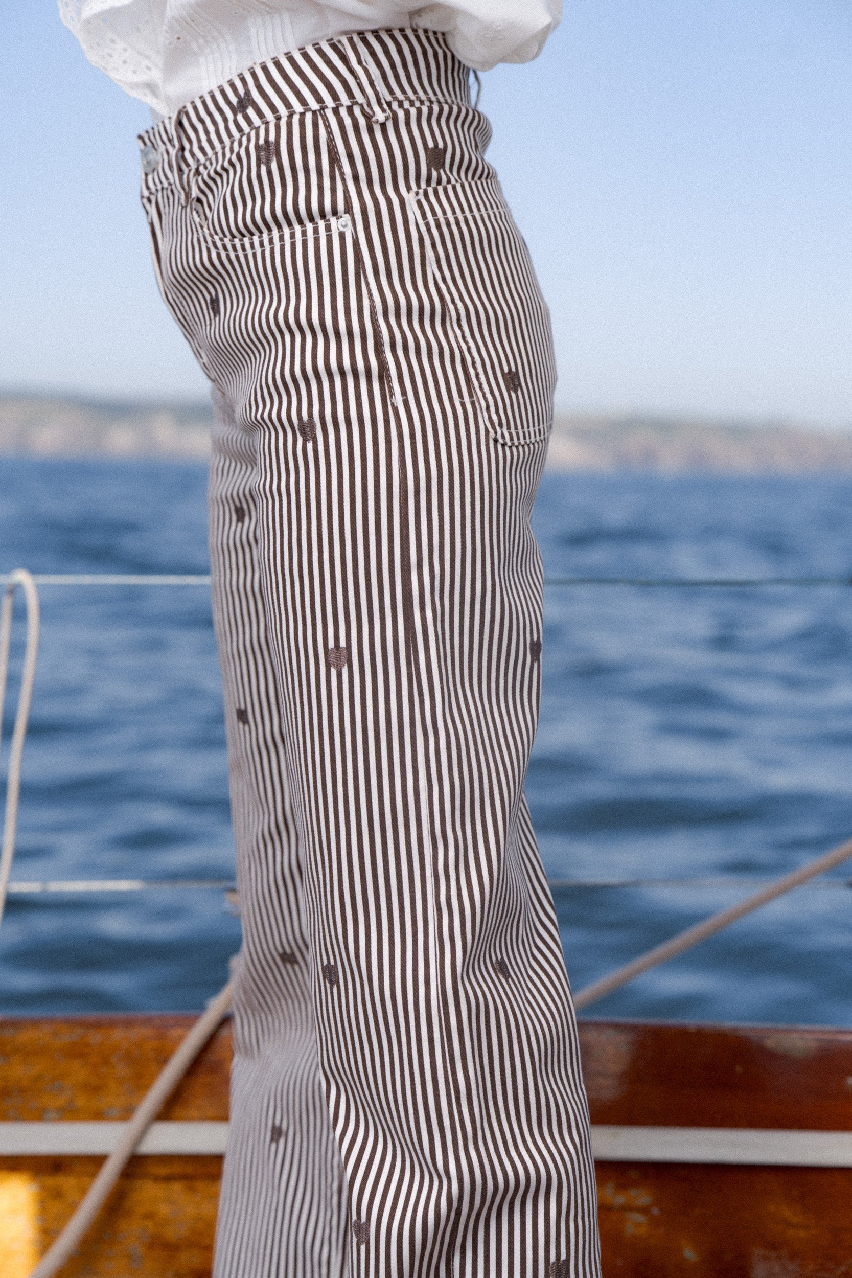Maison Onado Claire jean wide leg brodé coton