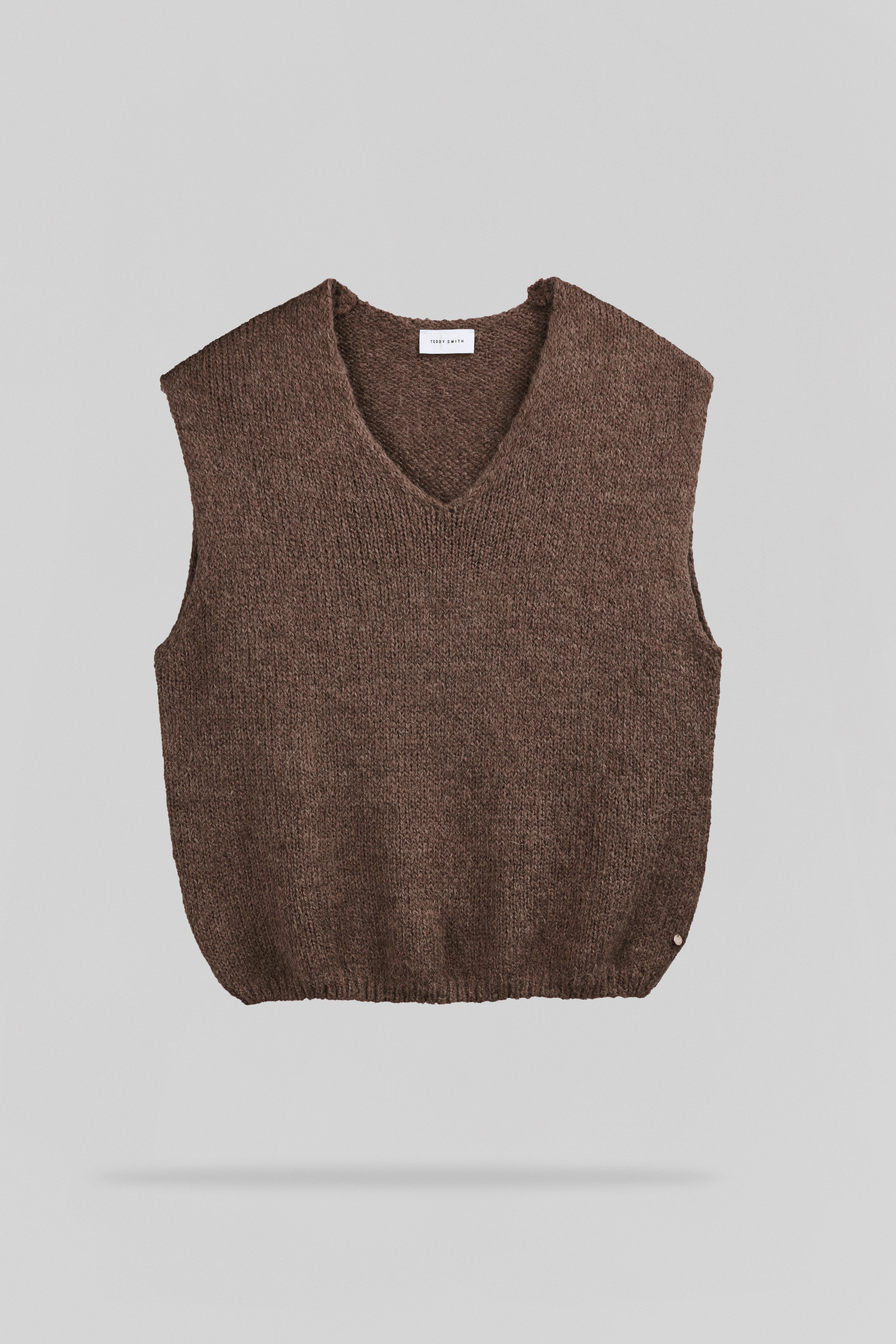 Teddy Smith P-Molia pull sans manches chocolat col V