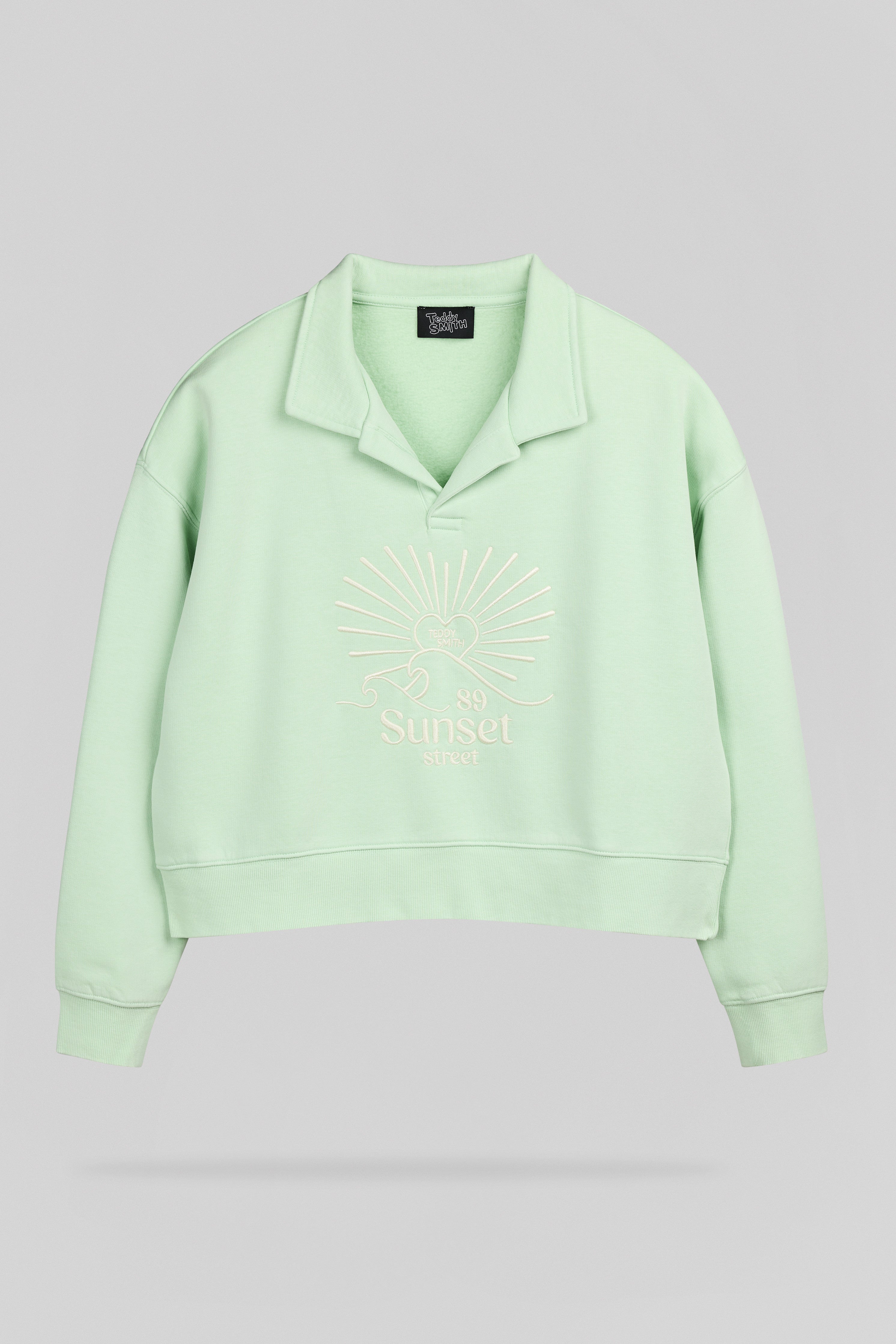 Teddy Smith S-Lily sweat col polo oversize femme menthe