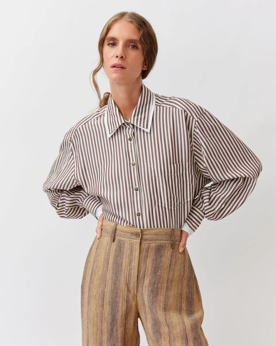 DIEGA CAMELITA chemise fluide chocolat écru